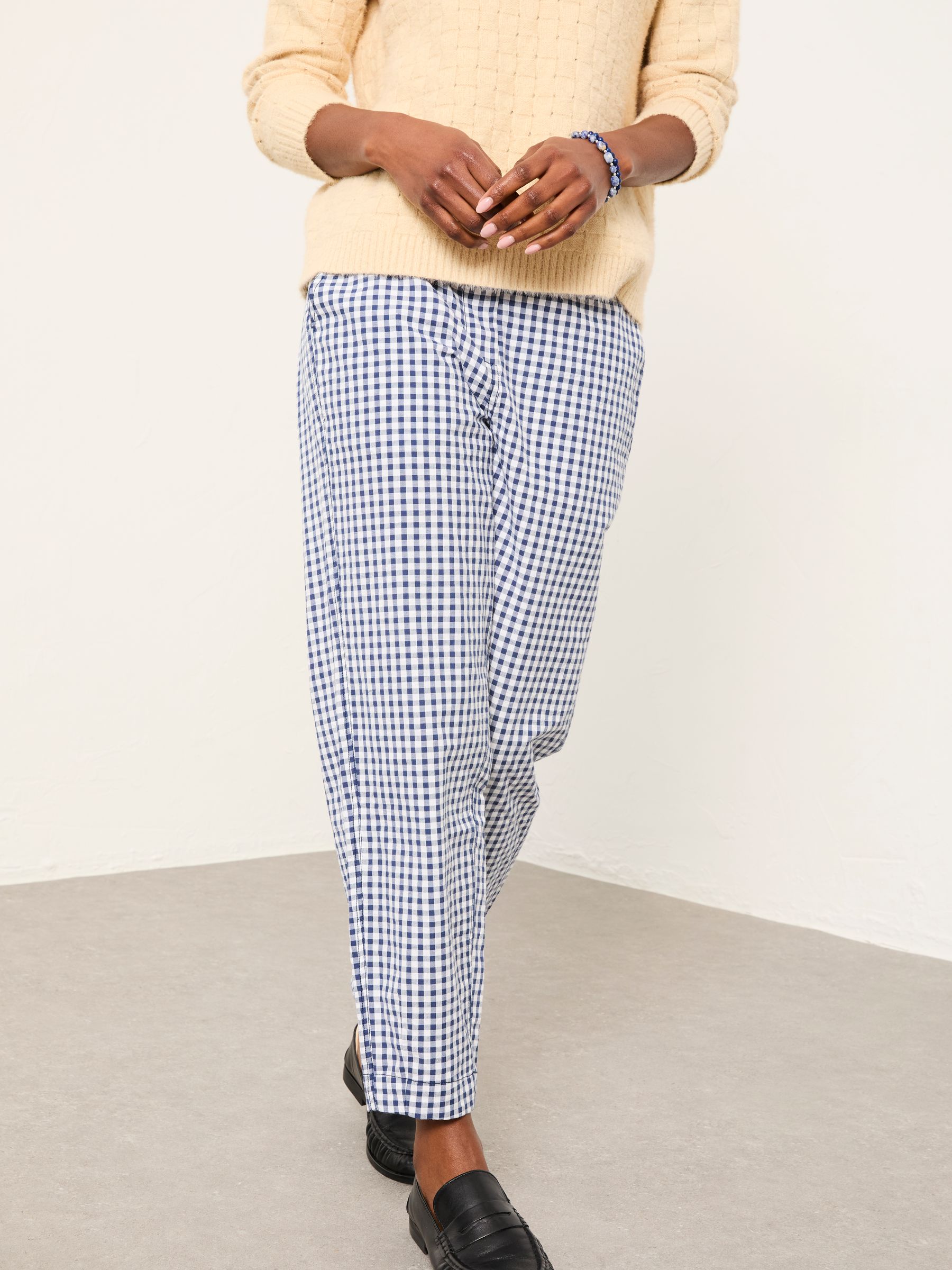 Blue Gingham Tapered Trouser - Image 1 of 6 Blue Gingham Tapered Trouser - Image 1 of 6