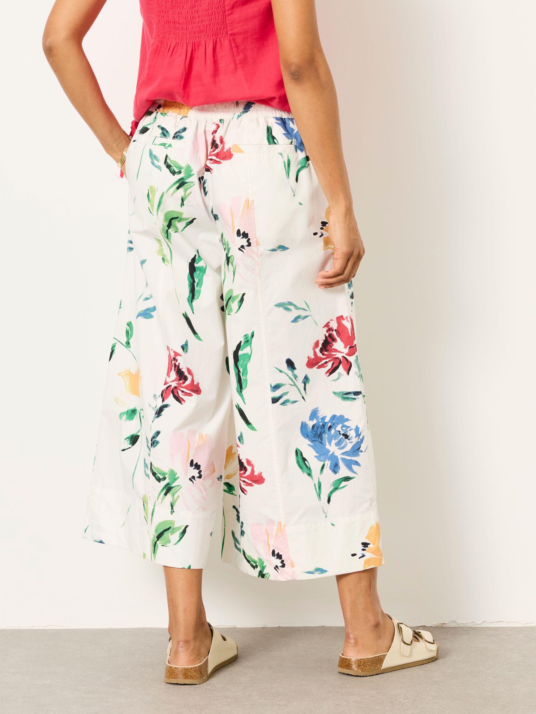 Aubrey Painted Floral Wide Leg Cropped Trousers - Image 2 of 7