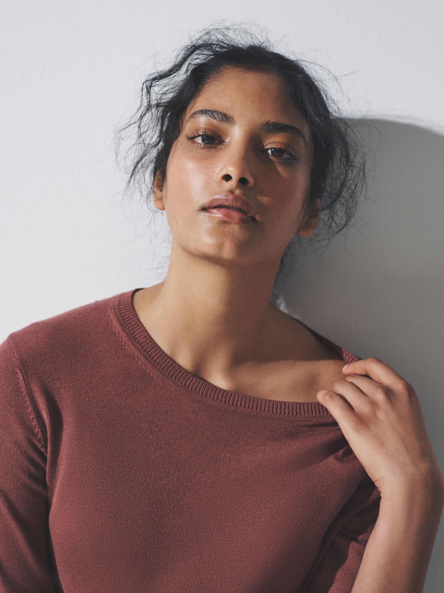 Plum/Dark Pink/Brown Fine Knit T-Shirts 3 Pack - Image 2 of 6