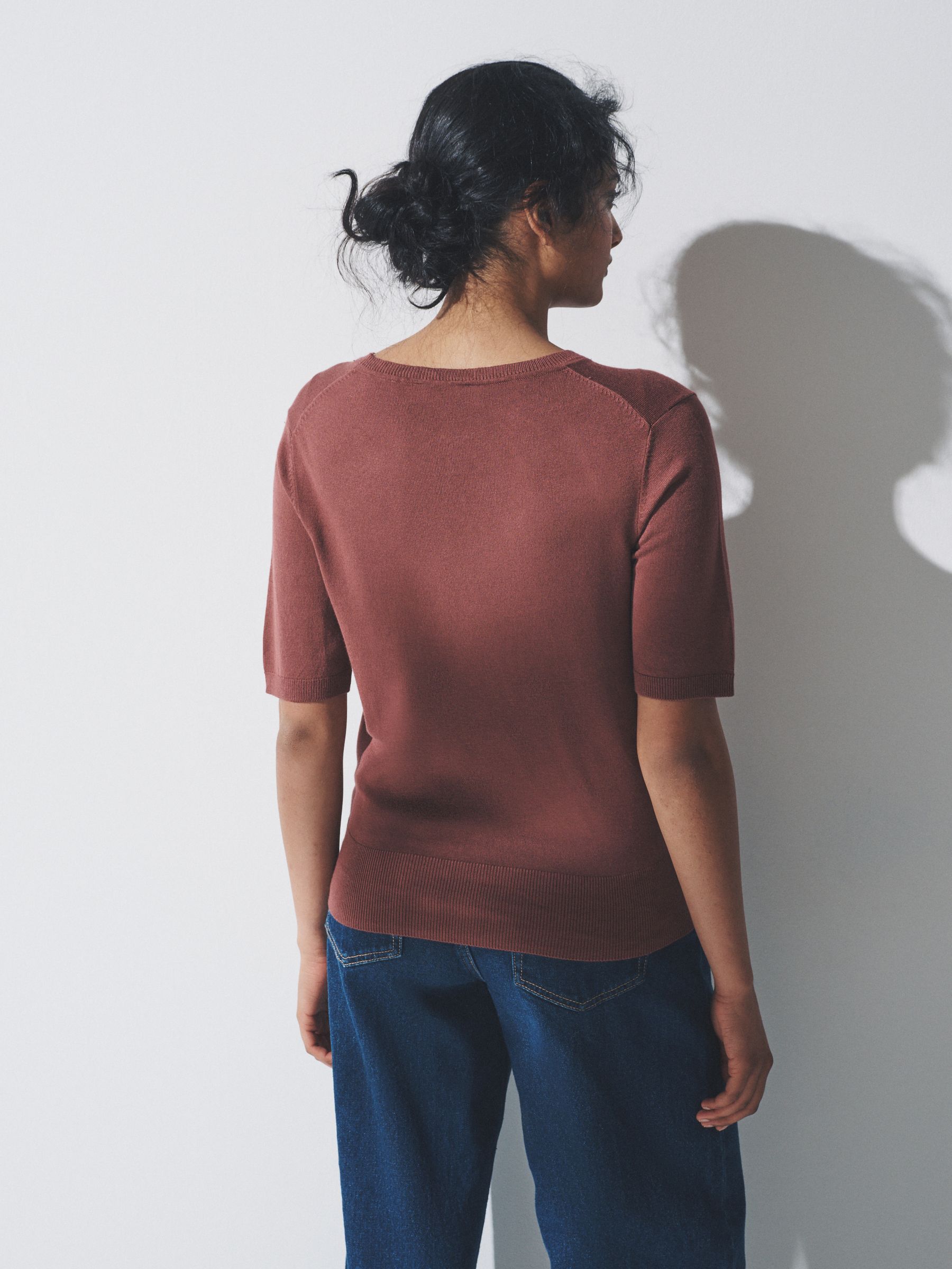 Plum/Dark Pink/Brown Fine Knit T-Shirts 3 Pack - Image 3 of 6