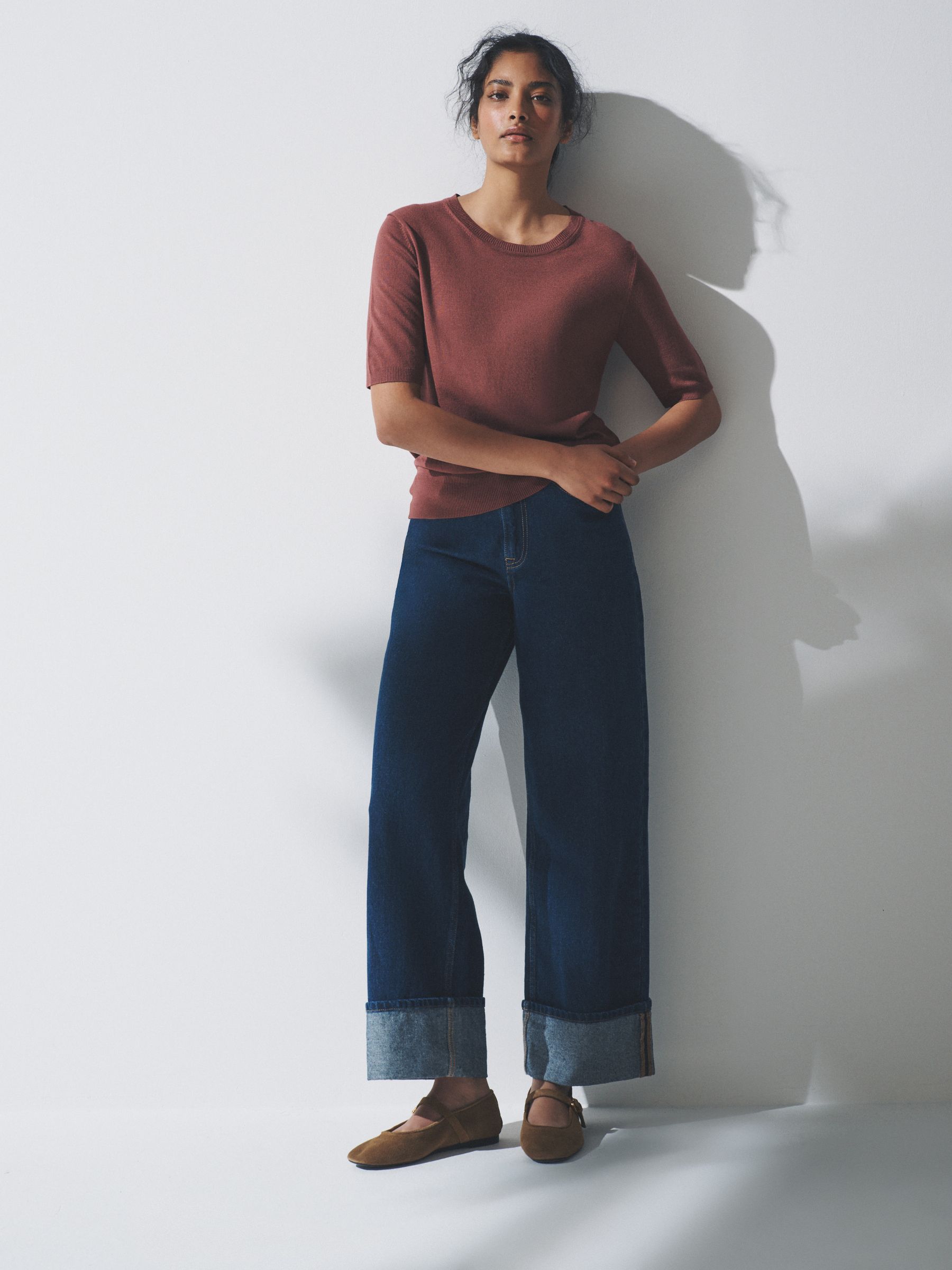 Plum/Dark Pink/Brown Fine Knit T-Shirts 3 Pack - Image 4 of 6