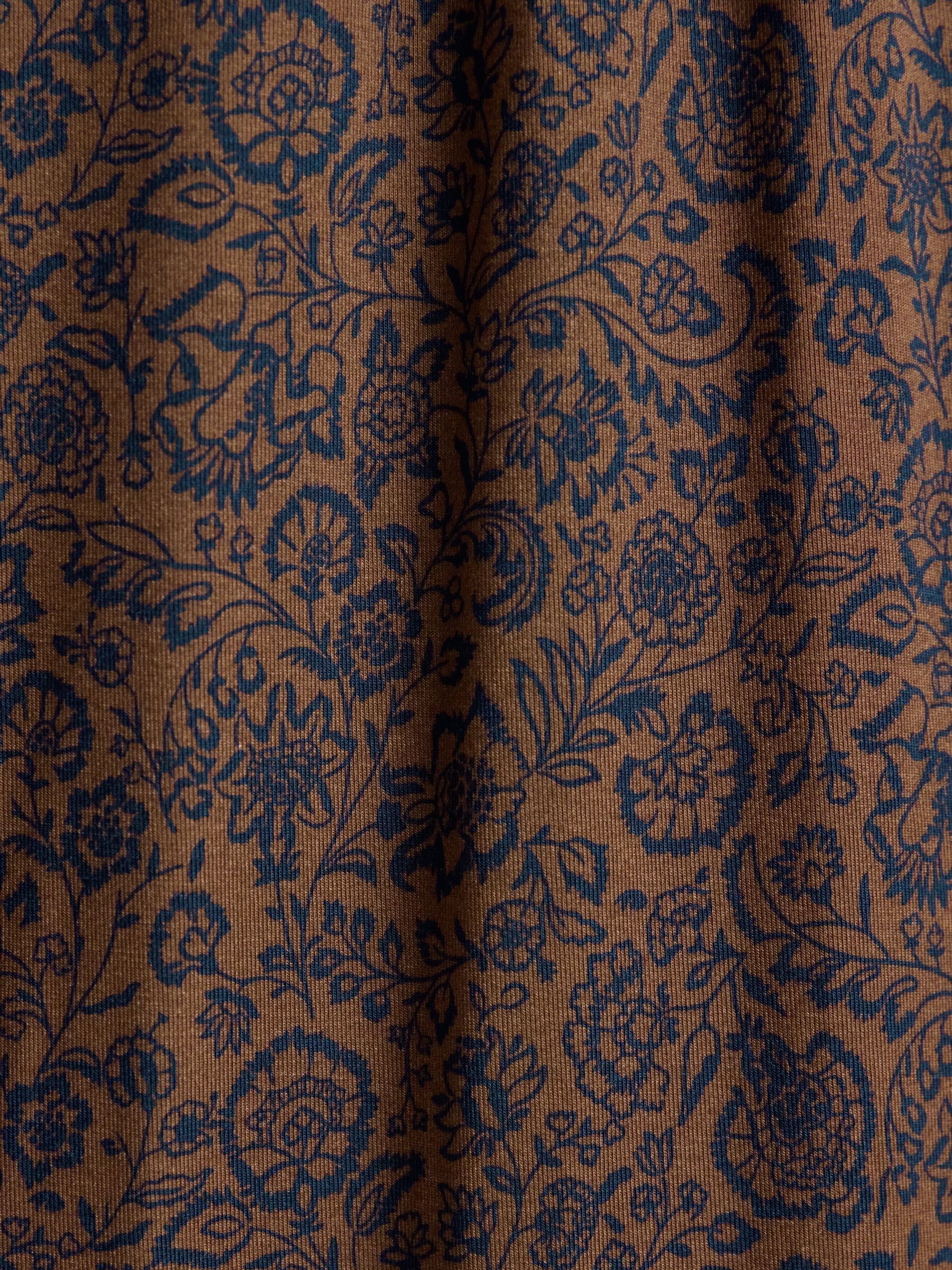 Nia Brown Floral V-neck Long Sleeve Midaxi Dress - Image 7 of 8