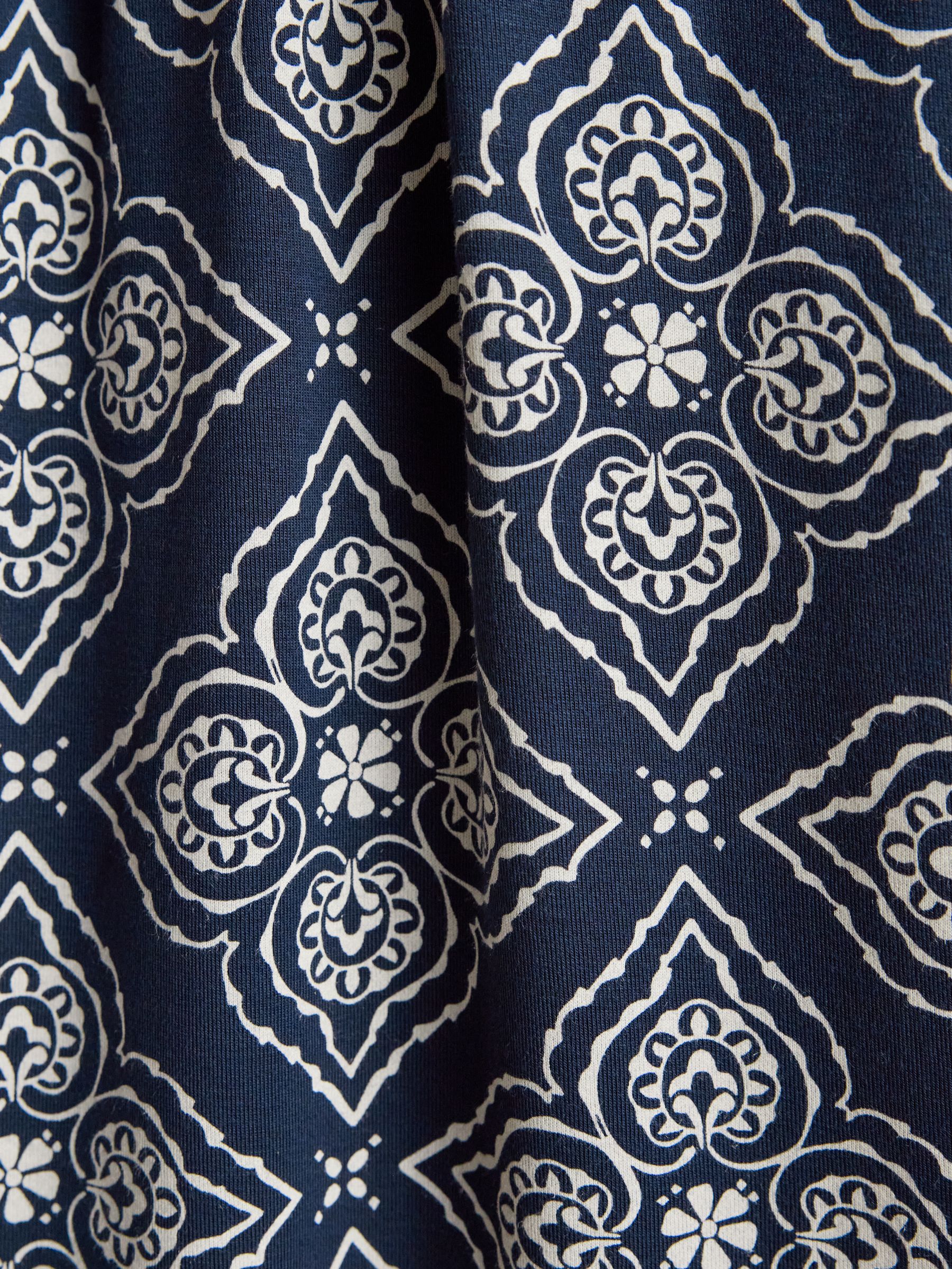 Nia Navy Geo V-neck Long Sleeve Midaxi Dress - Image 7 of 8