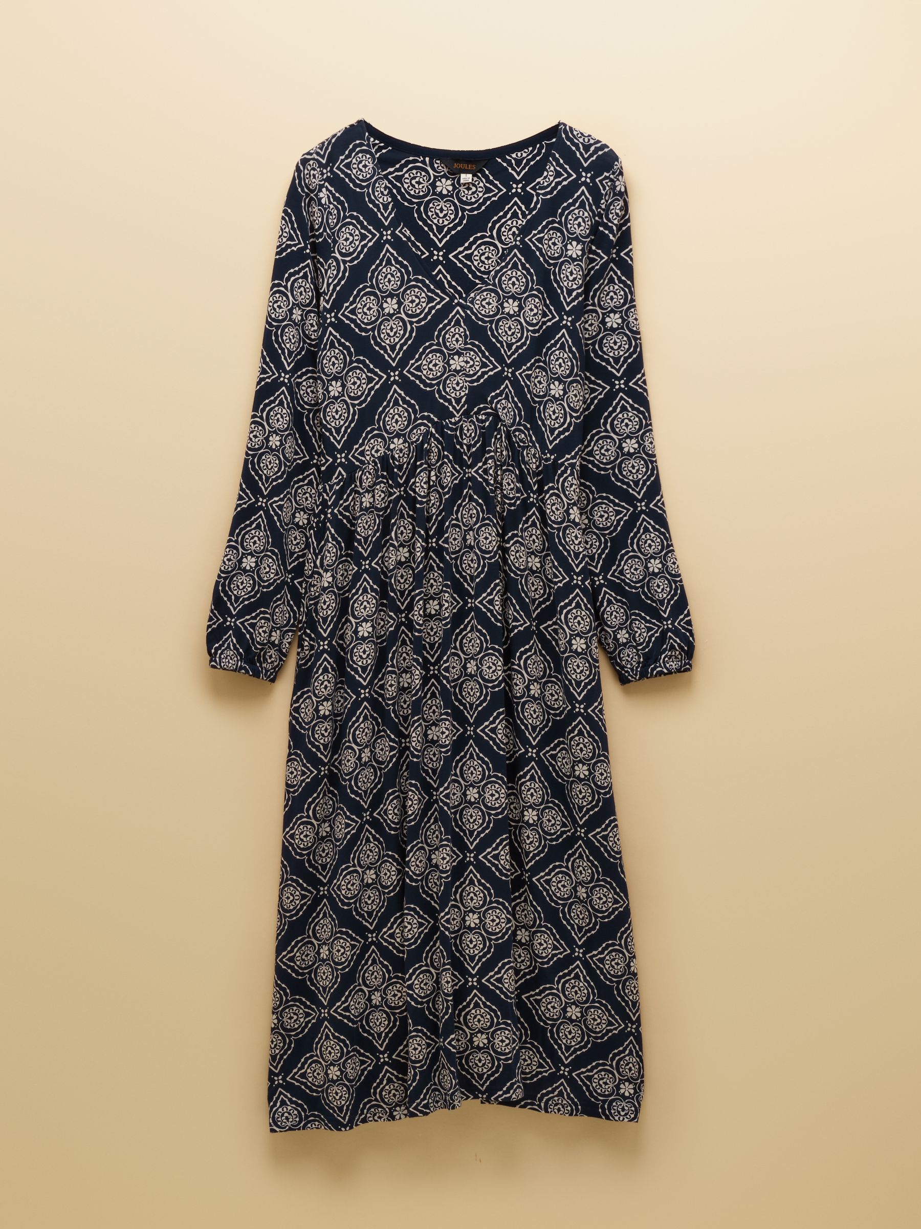 Nia Navy Geo V-neck Long Sleeve Midaxi Dress - Image 8 of 8