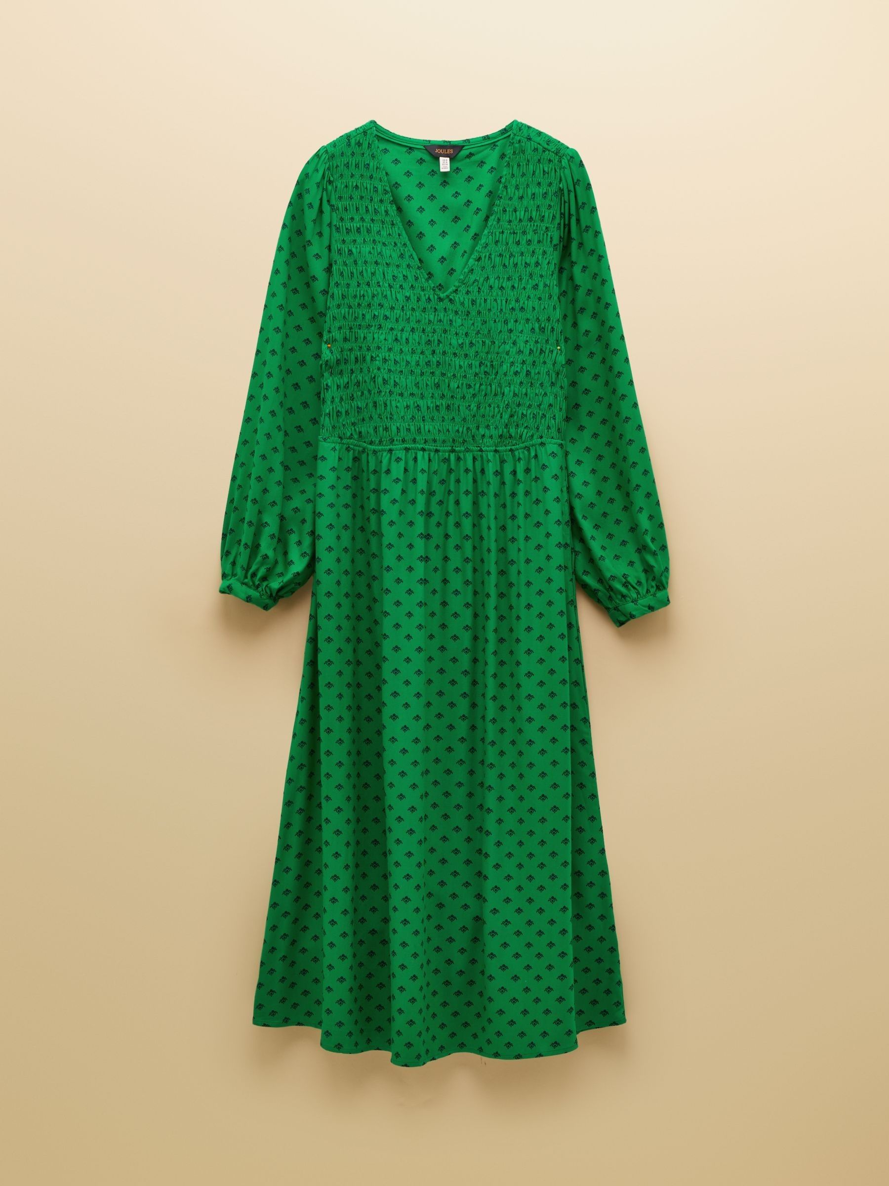 Liliana Green Foulard Print Shirred V-Neck Midi Dress - Image 8 of 8