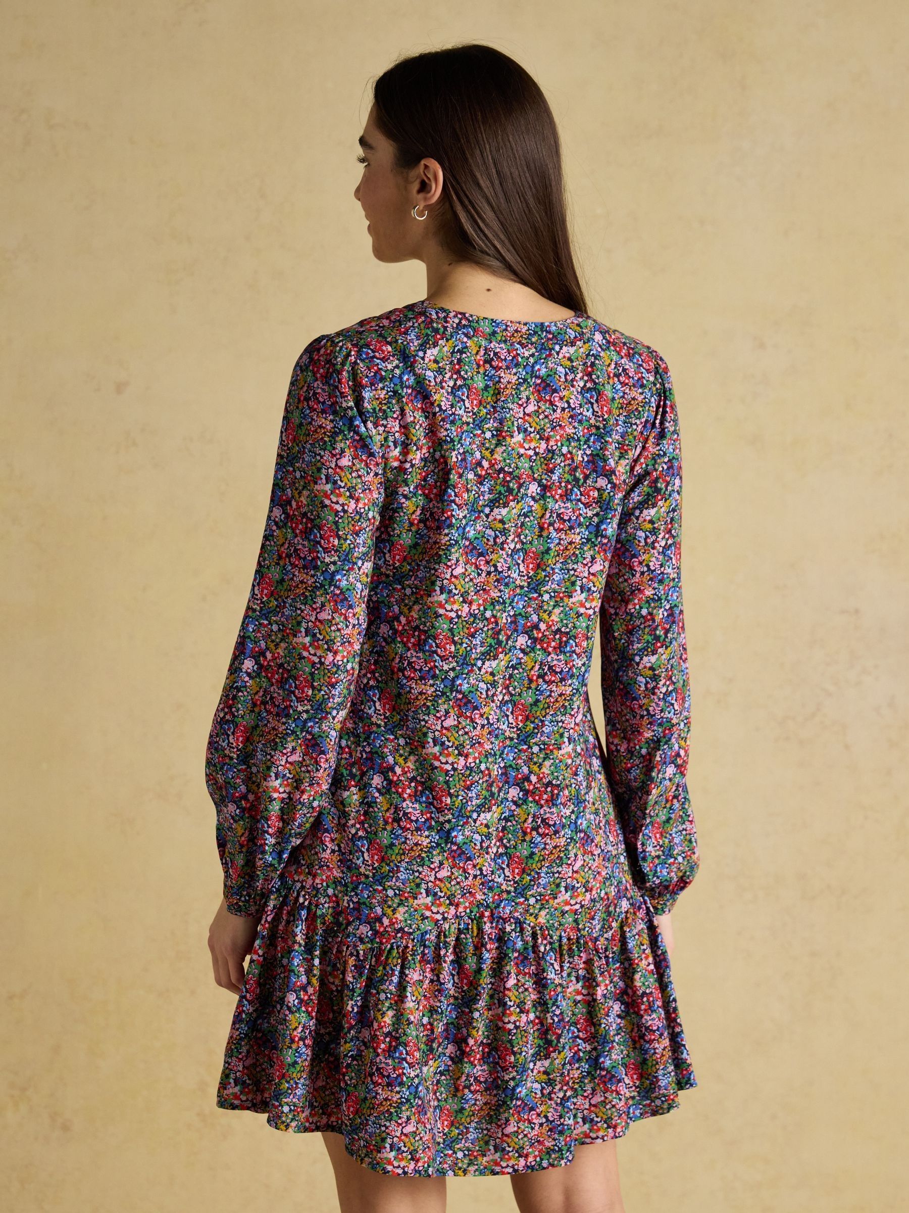 Scarlet Navy Ditsy V-Neck Dress with Dropped Waist - Image 2 of 7