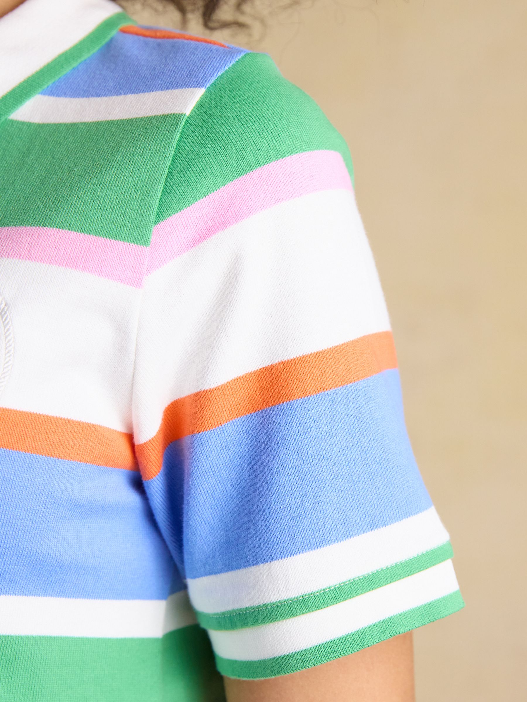 Evie Multi Striped V-Neck Short Sleeve Dress with Collar - Image 10 of 12