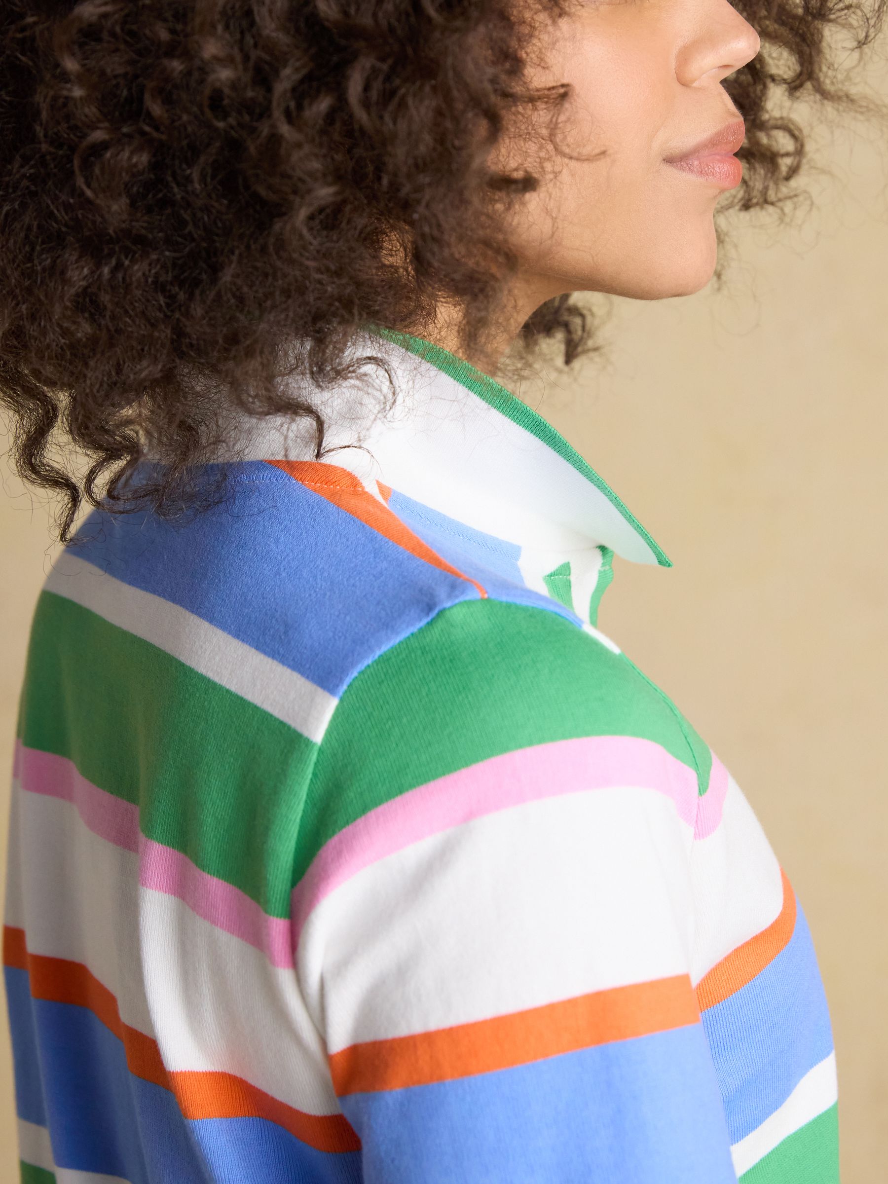 Evie Multi Striped V-Neck Short Sleeve Dress with Collar - Image 11 of 12