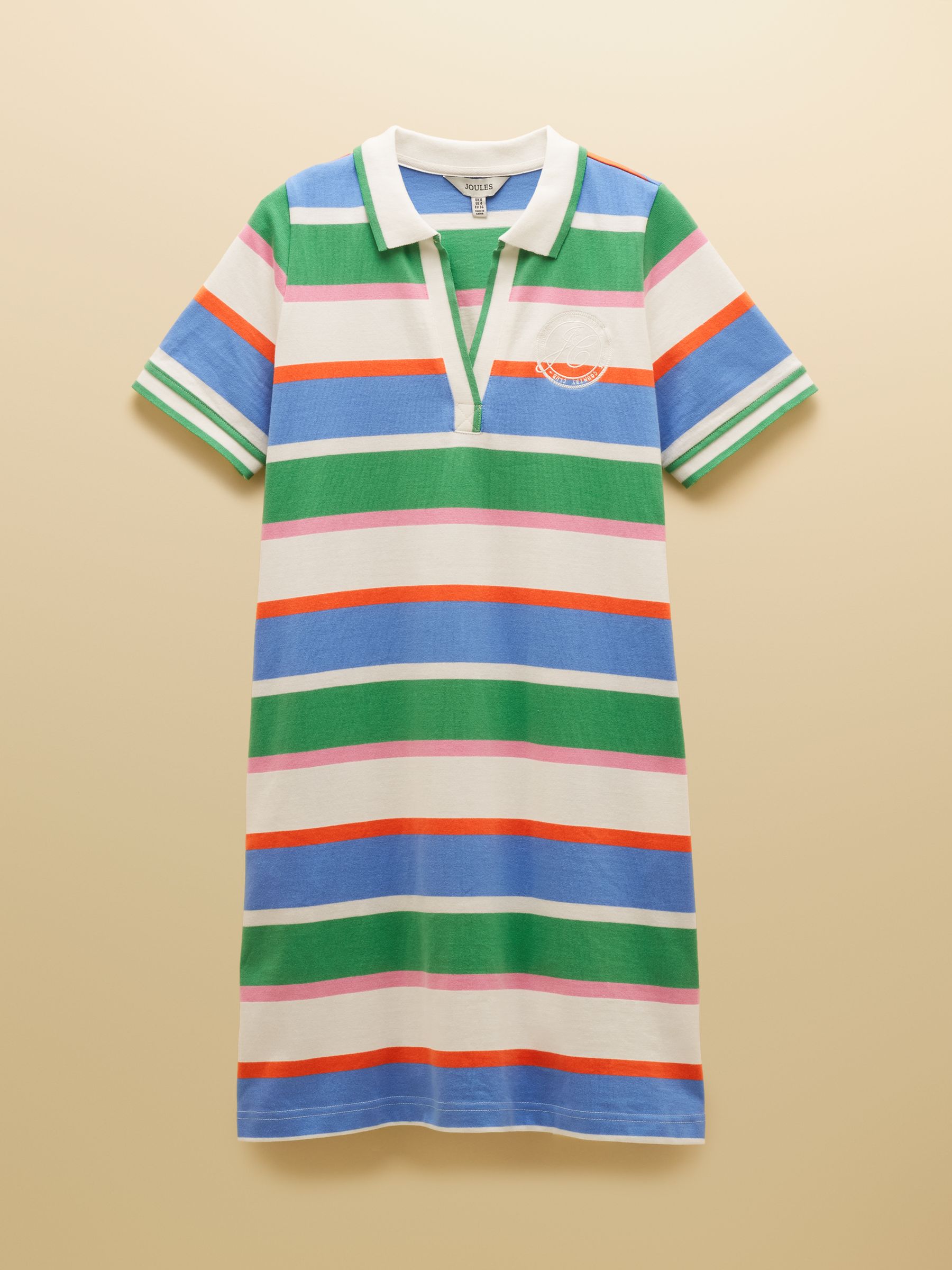 Evie Multi Striped V-Neck Short Sleeve Dress with Collar - Image 9 of 9