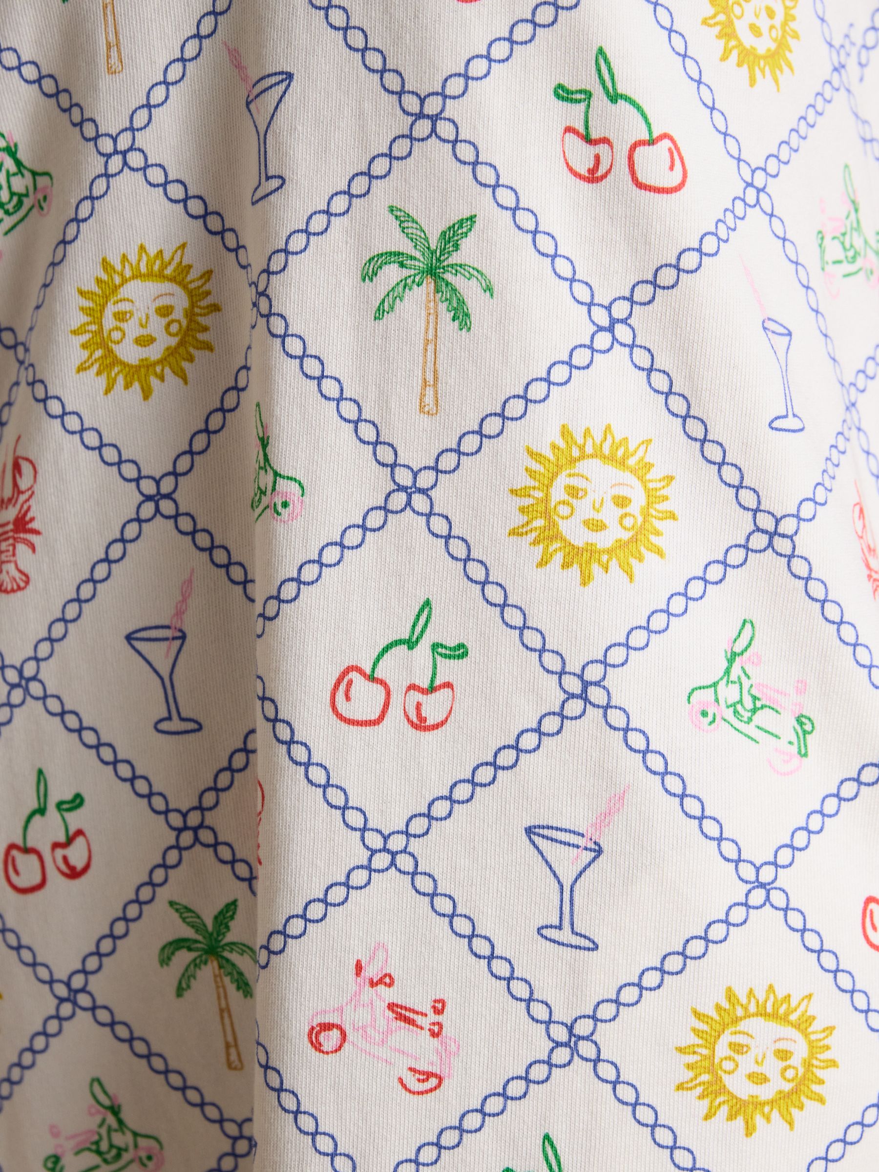 Evie Cream Multi V-Neck Short Sleeve Dress with Collar - Image 8 of 9