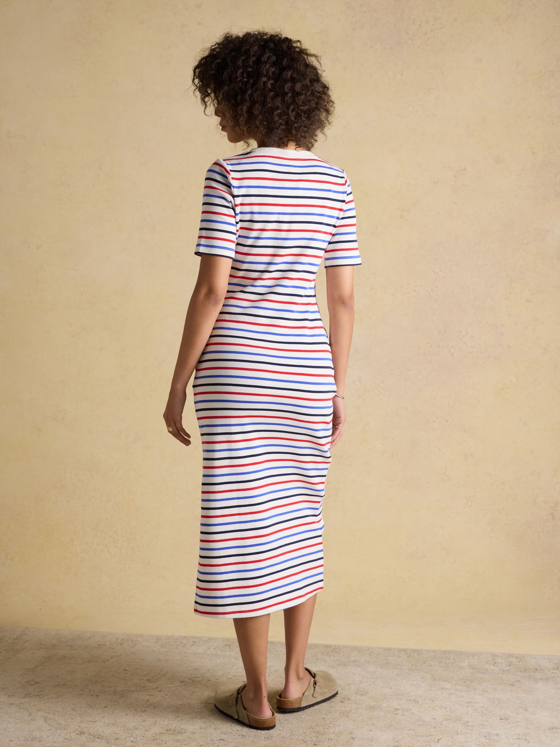 Annabelle Red & Blue Striped Jersey Knot Midi Dress - Image 2 of 7
