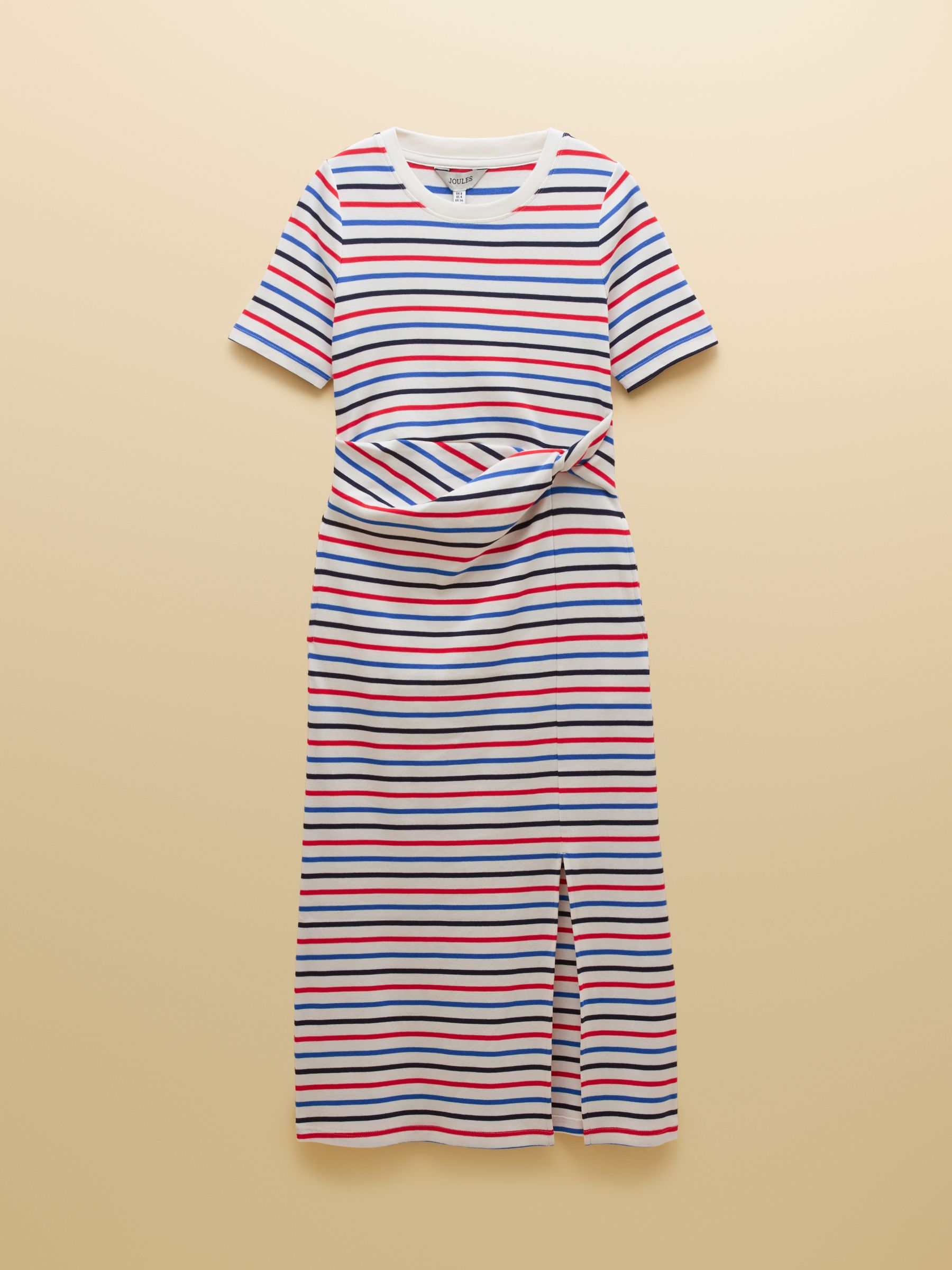 Annabelle Red & Blue Striped Jersey Knot Midi Dress - Image 7 of 7
