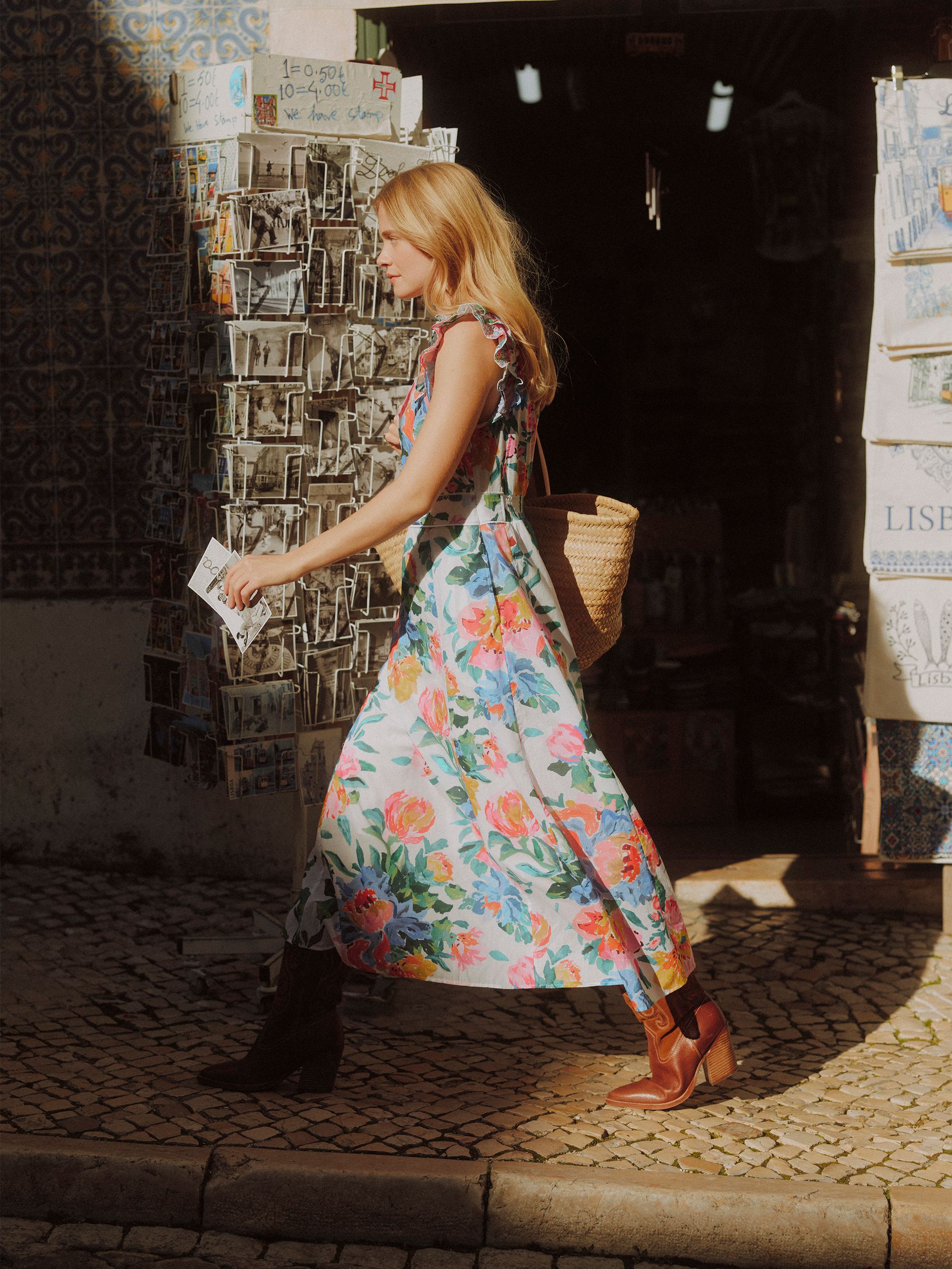 Samantha Multi/White Floral Woven Maxi Dress - Image 3 of 13