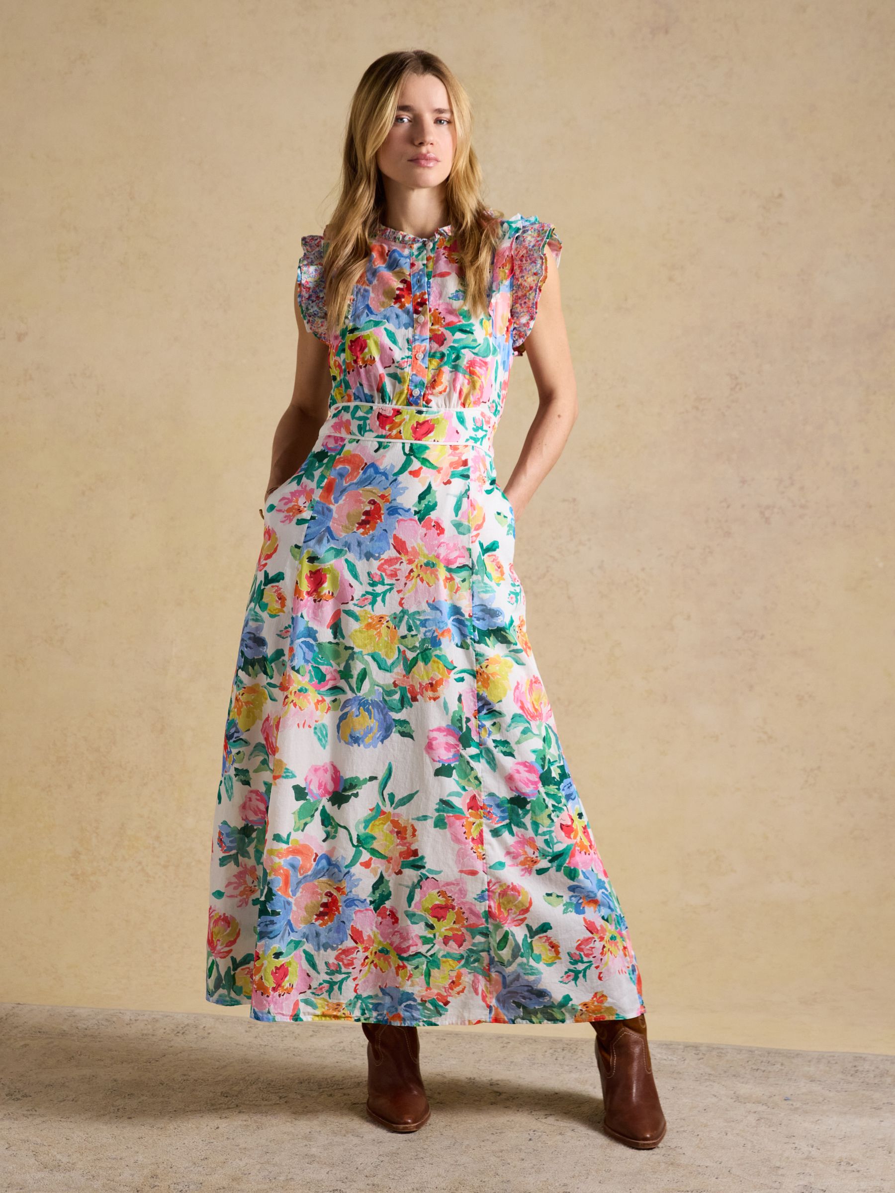Samantha Multi/White Floral Woven Maxi Dress - Image 5 of 13