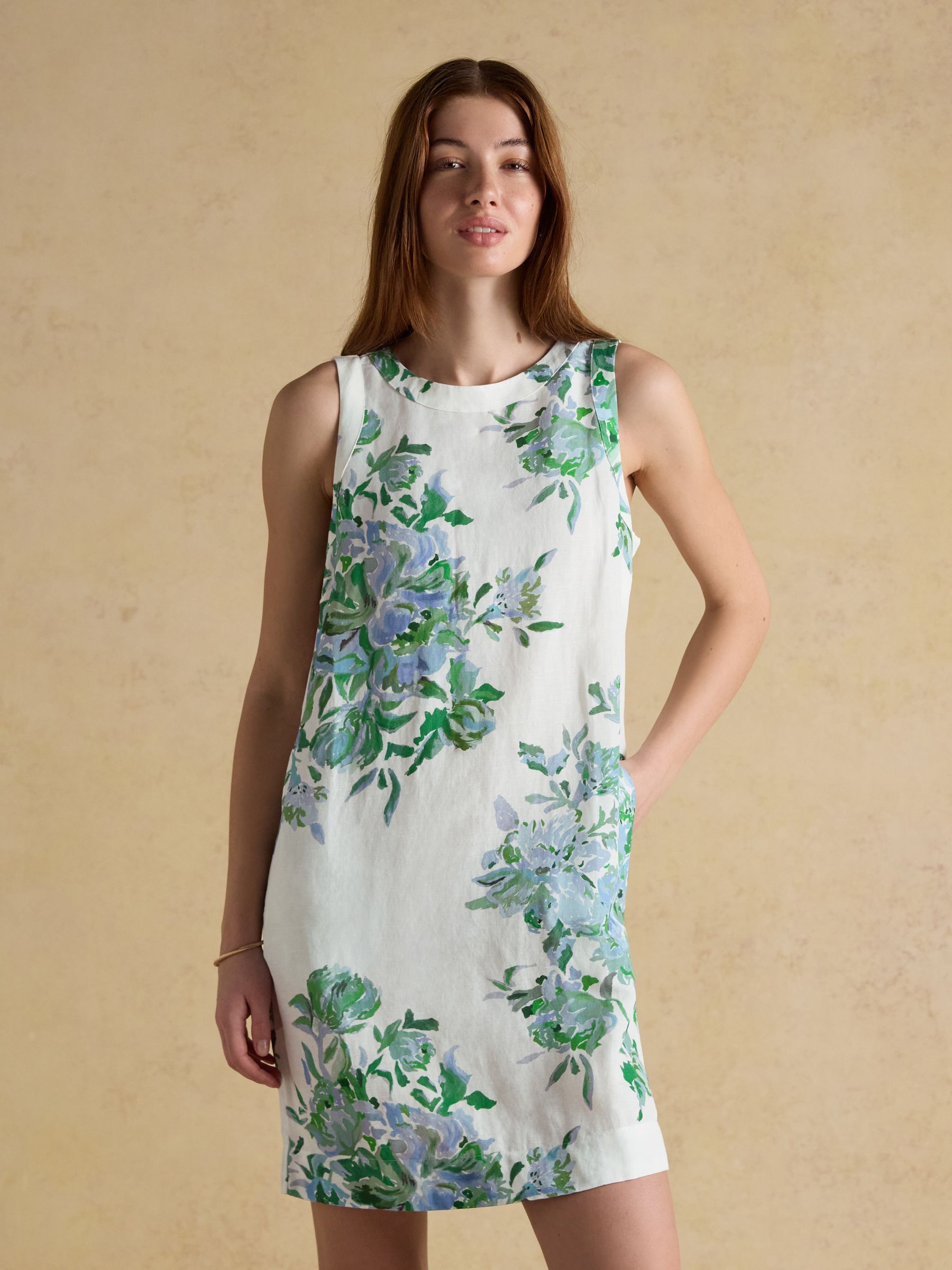 Delphine Blue Floral Shift Dress - Image 1 of 9