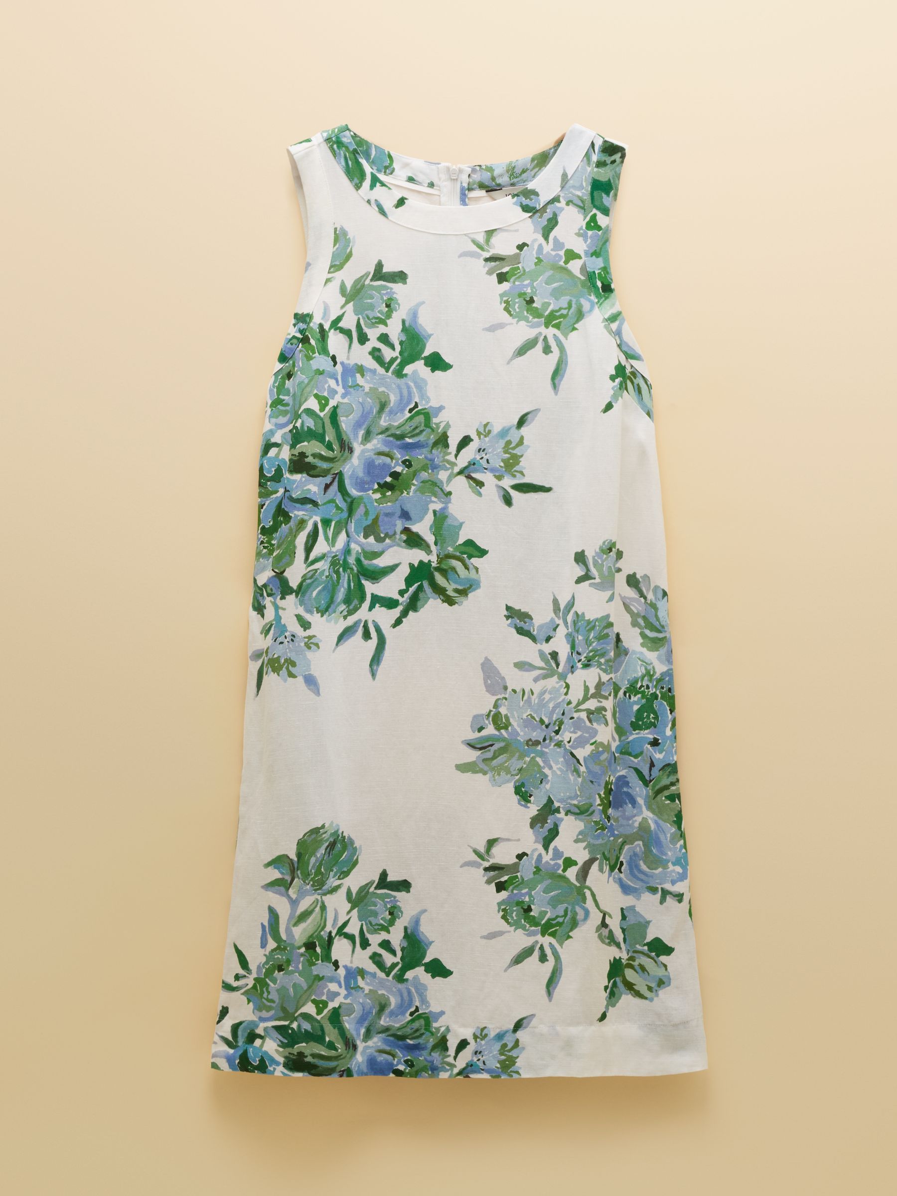 Delphine Blue Floral Shift Dress With Linen | Joules Delphine Blue Floral Shift Dress With Linen | Joules
