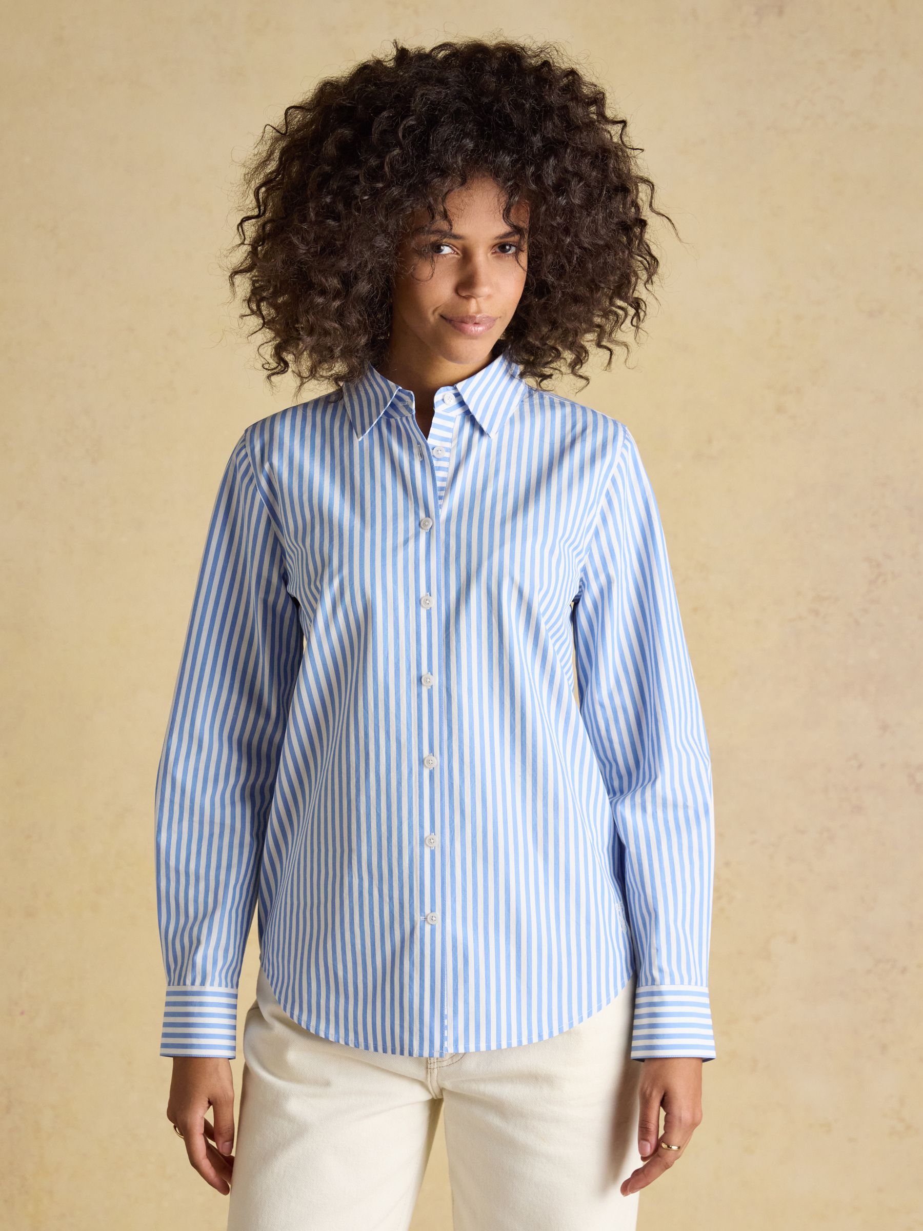 Classic Fit Blue Striped Poplin Shirt - Image 1 of 7