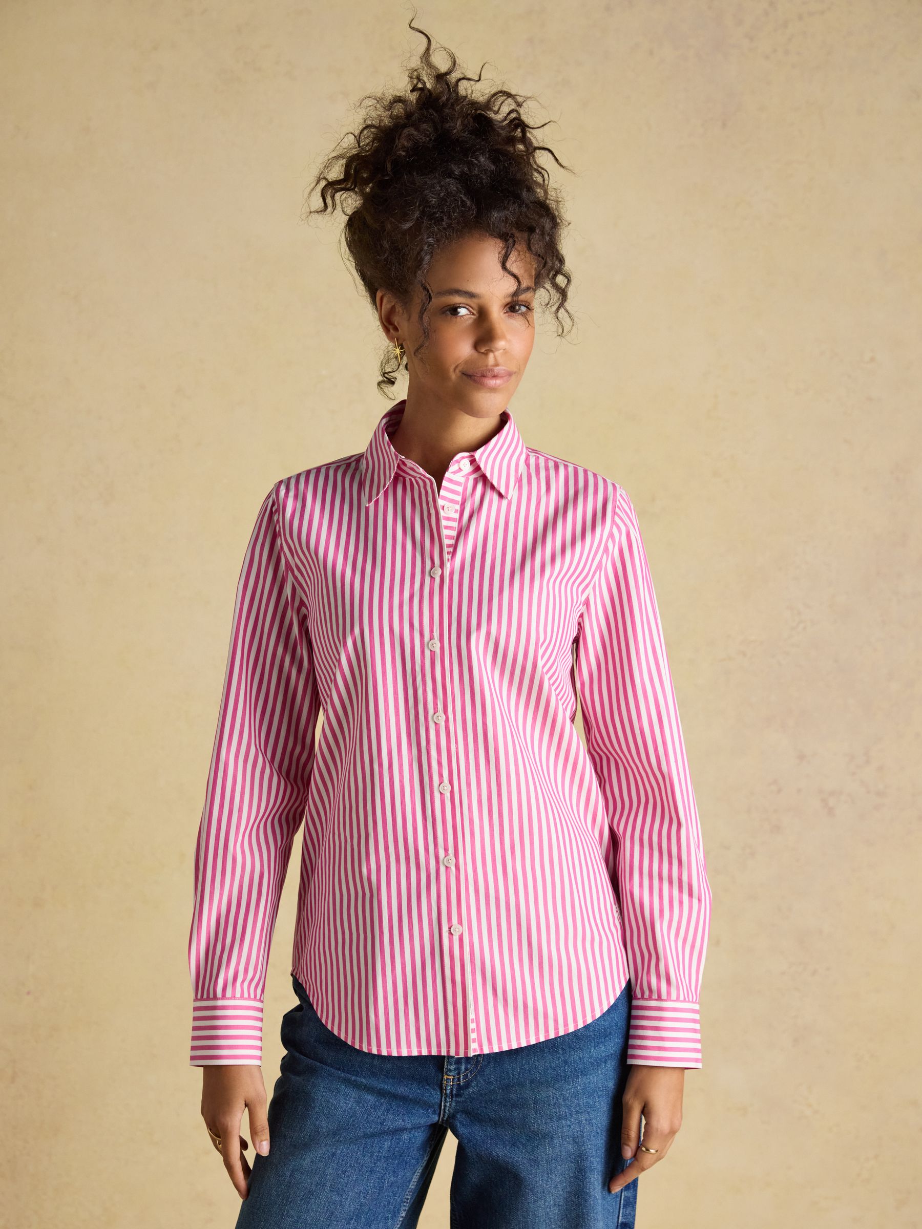 Classic Fit Pink Striped Poplin Shirt - Image 1 of 9