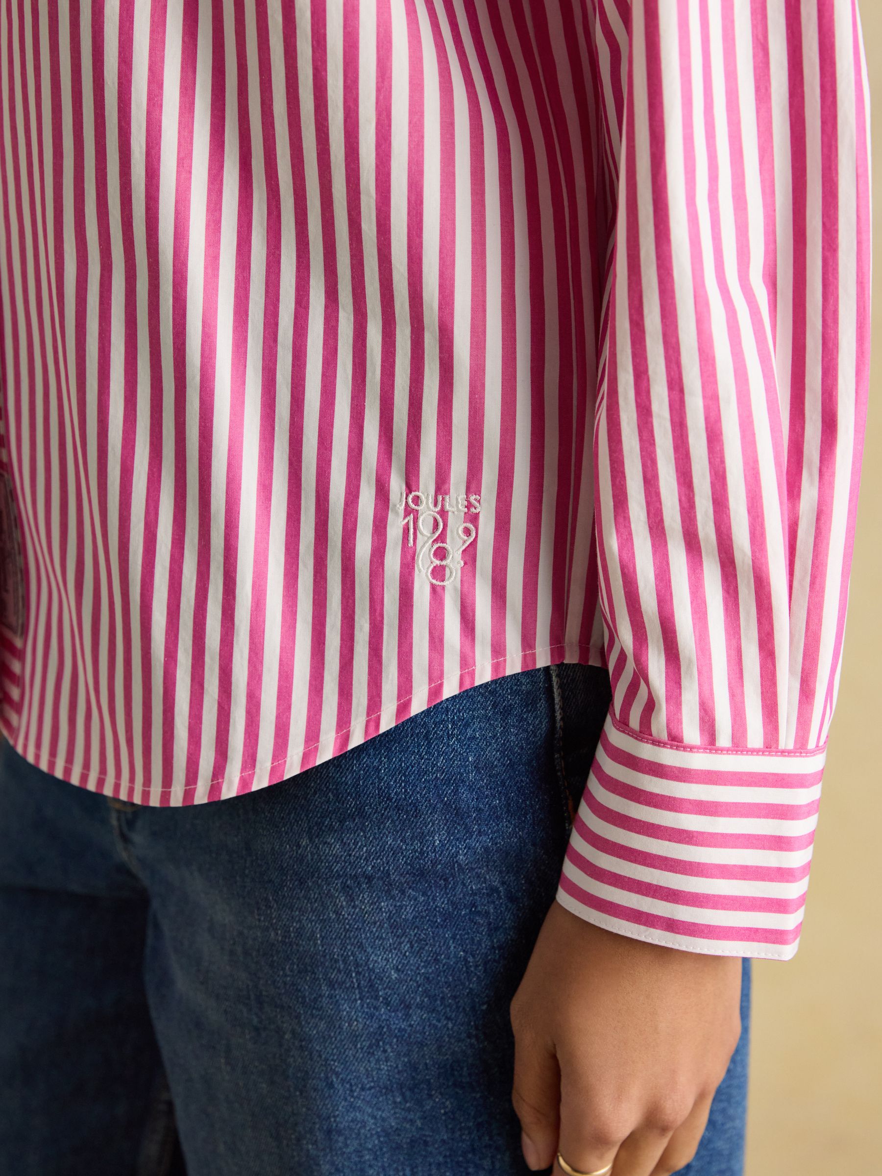 Classic Fit Pink Striped Poplin Shirt - Image 7 of 9