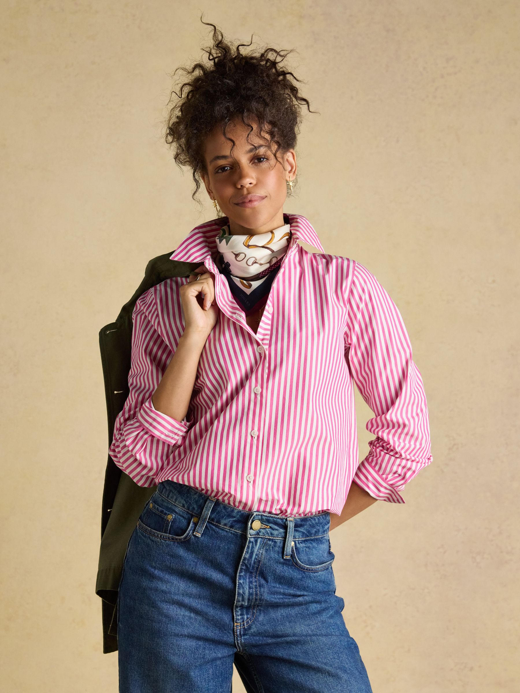 Classic Fit Pink Striped Poplin Shirt - Image 8 of 9