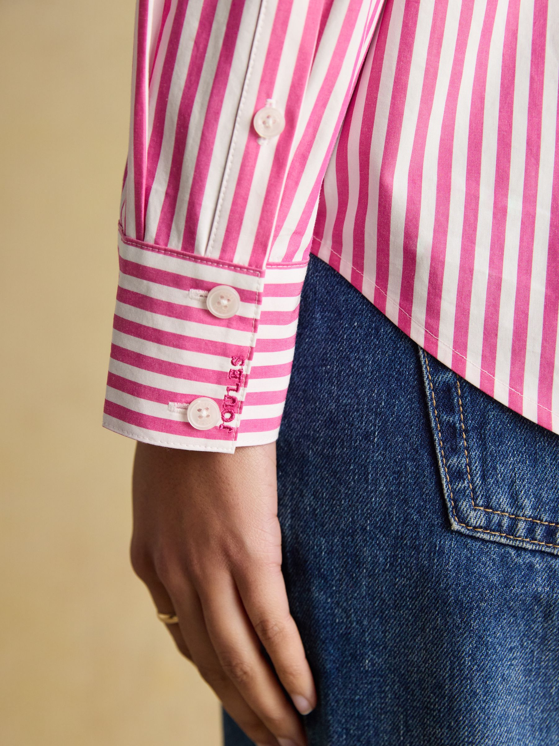 Classic Fit Pink Striped Poplin Shirt - Image 9 of 9
