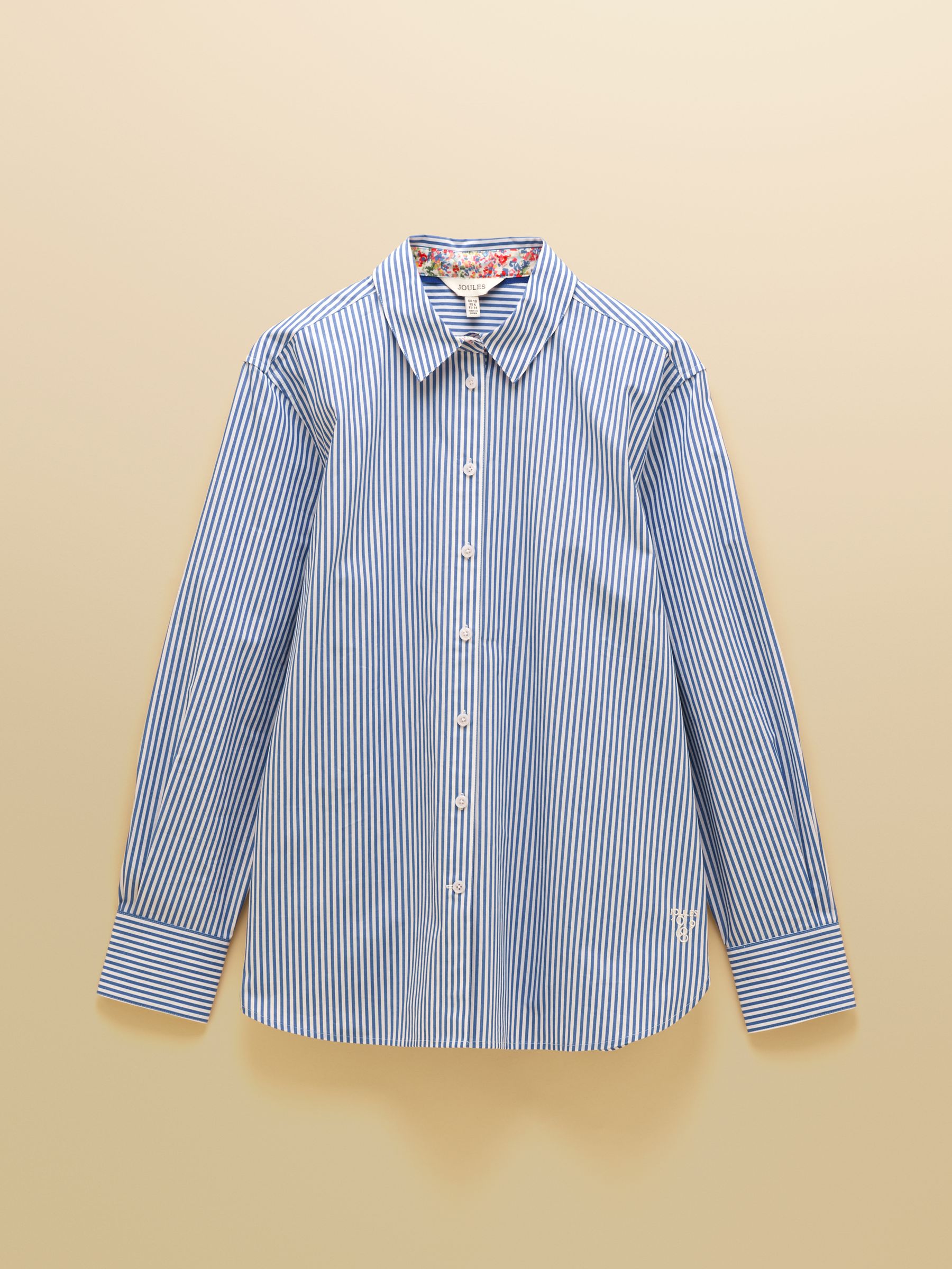 Blue Striped Boyfriend Fit Poplin Shirt - Image 10 of 10 Blue Striped Boyfriend Fit Poplin Shirt - Image 10 of 10