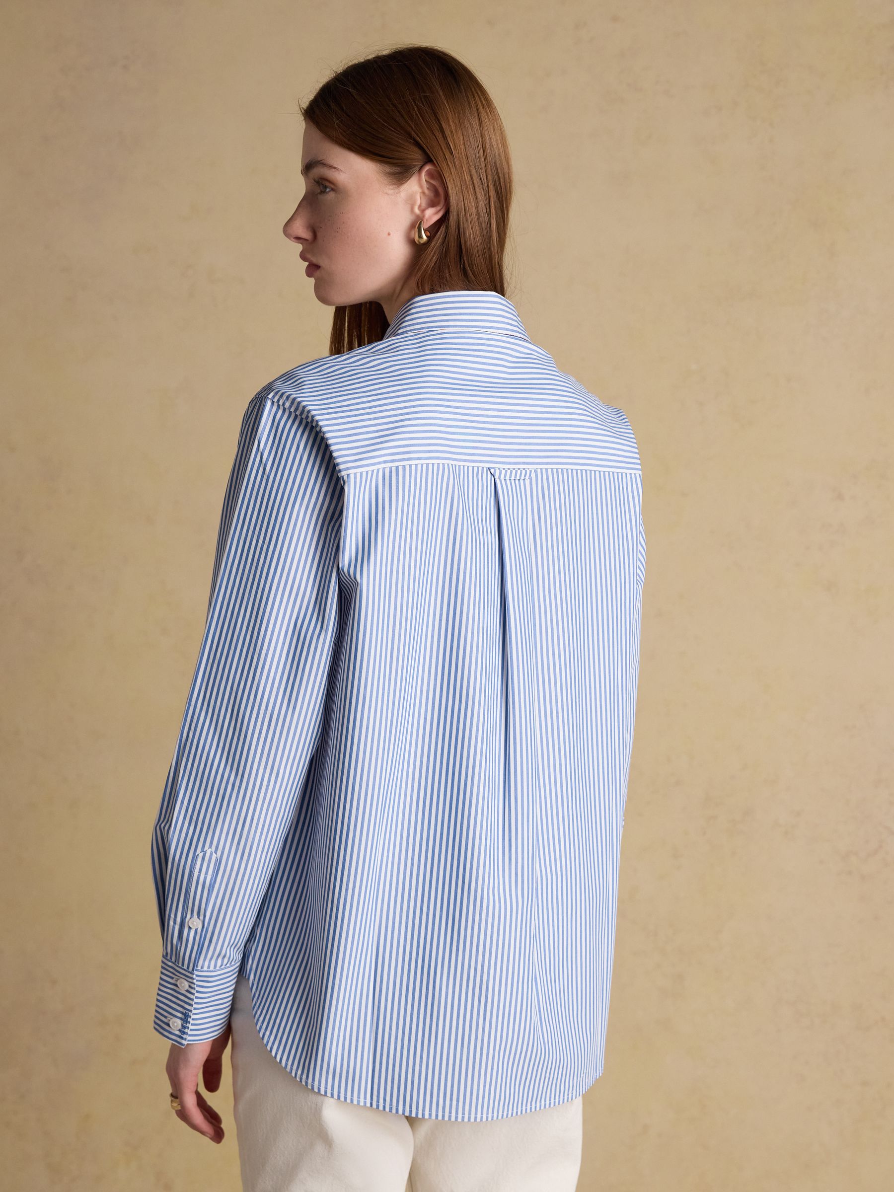 Boyfriend Fit Blue Striped Poplin Shirt - Image 2 of 9