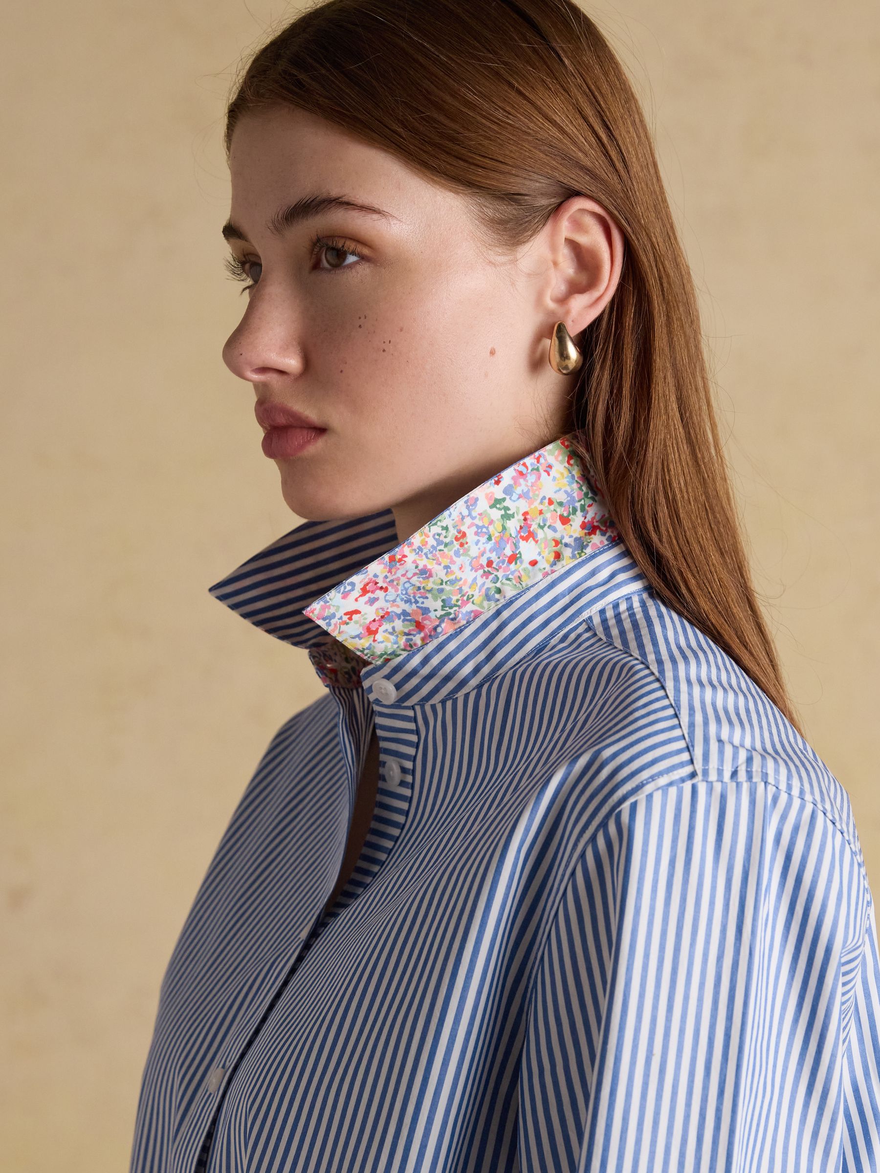 Boyfriend Fit Blue Striped Poplin Shirt - Image 6 of 9