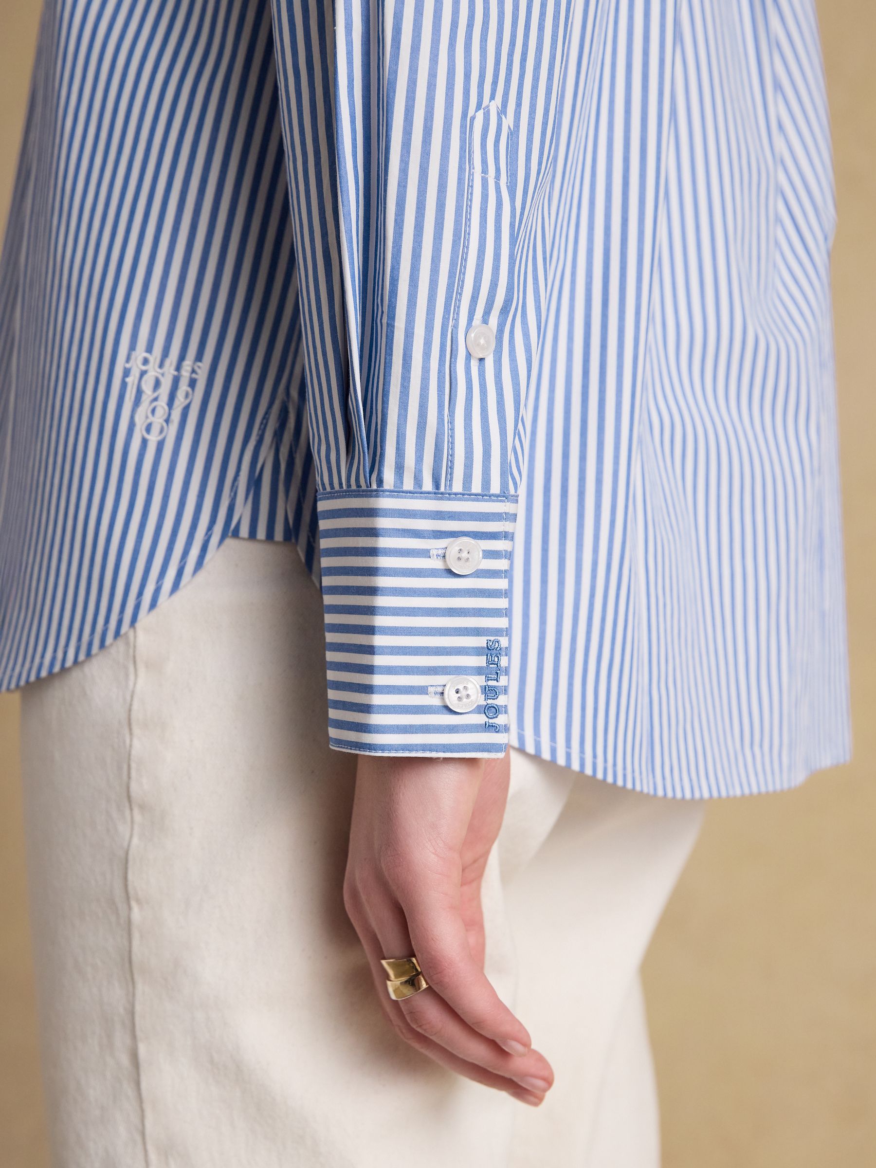 Boyfriend Fit Blue Striped Poplin Shirt - Image 7 of 9