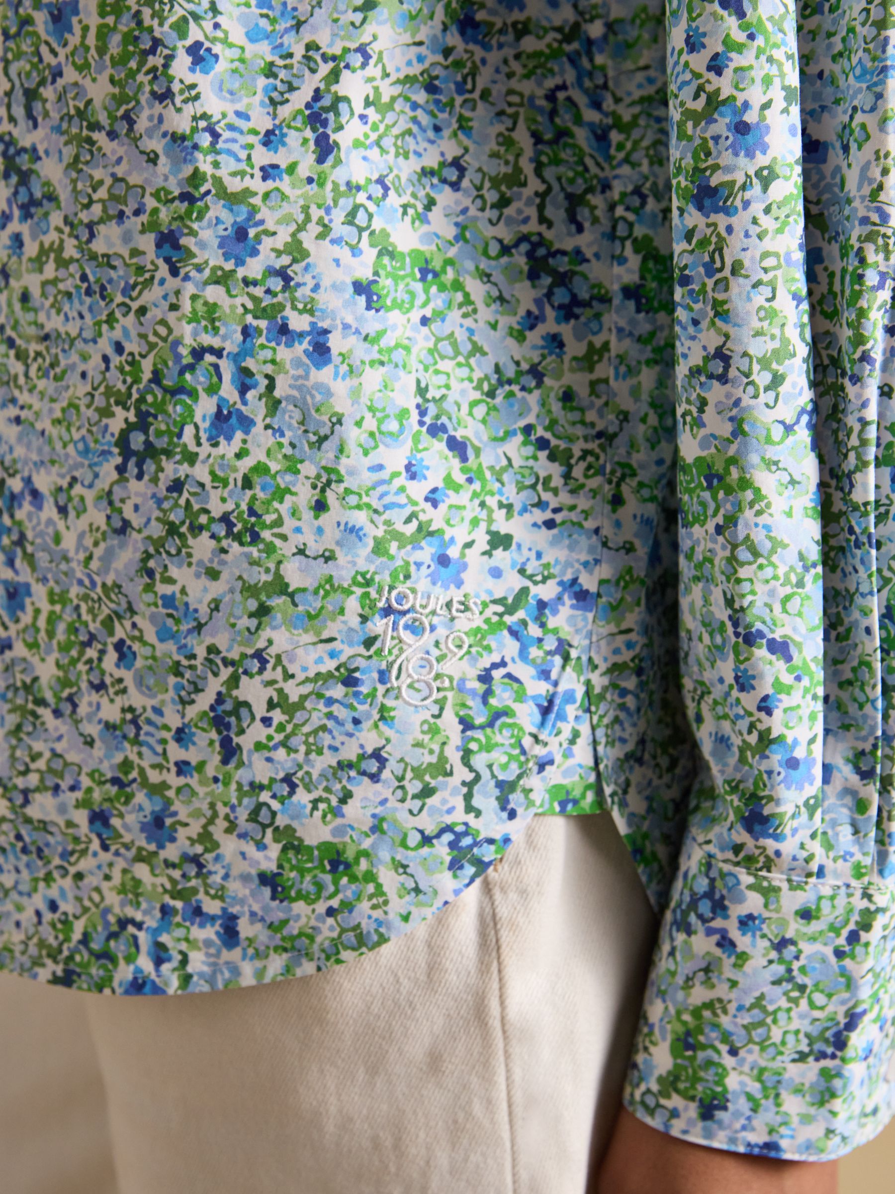 Boyfriend Fit Green Ditsy Poplin Shirt - Image 4 of 10