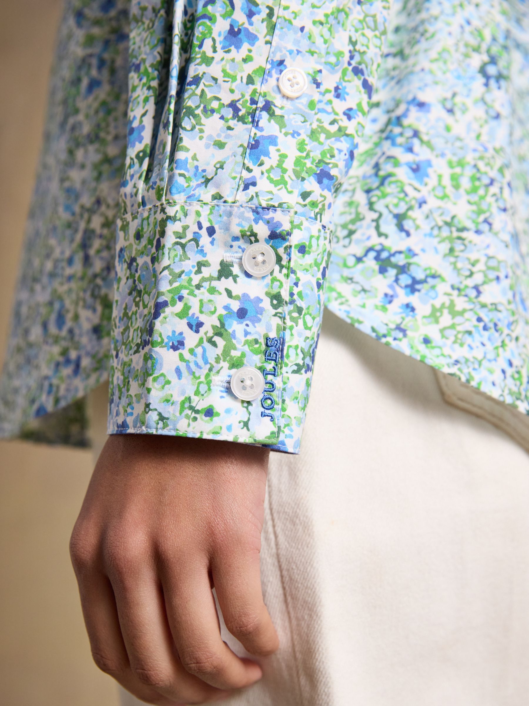 Boyfriend Fit Green Ditsy Poplin Shirt - Image 6 of 10