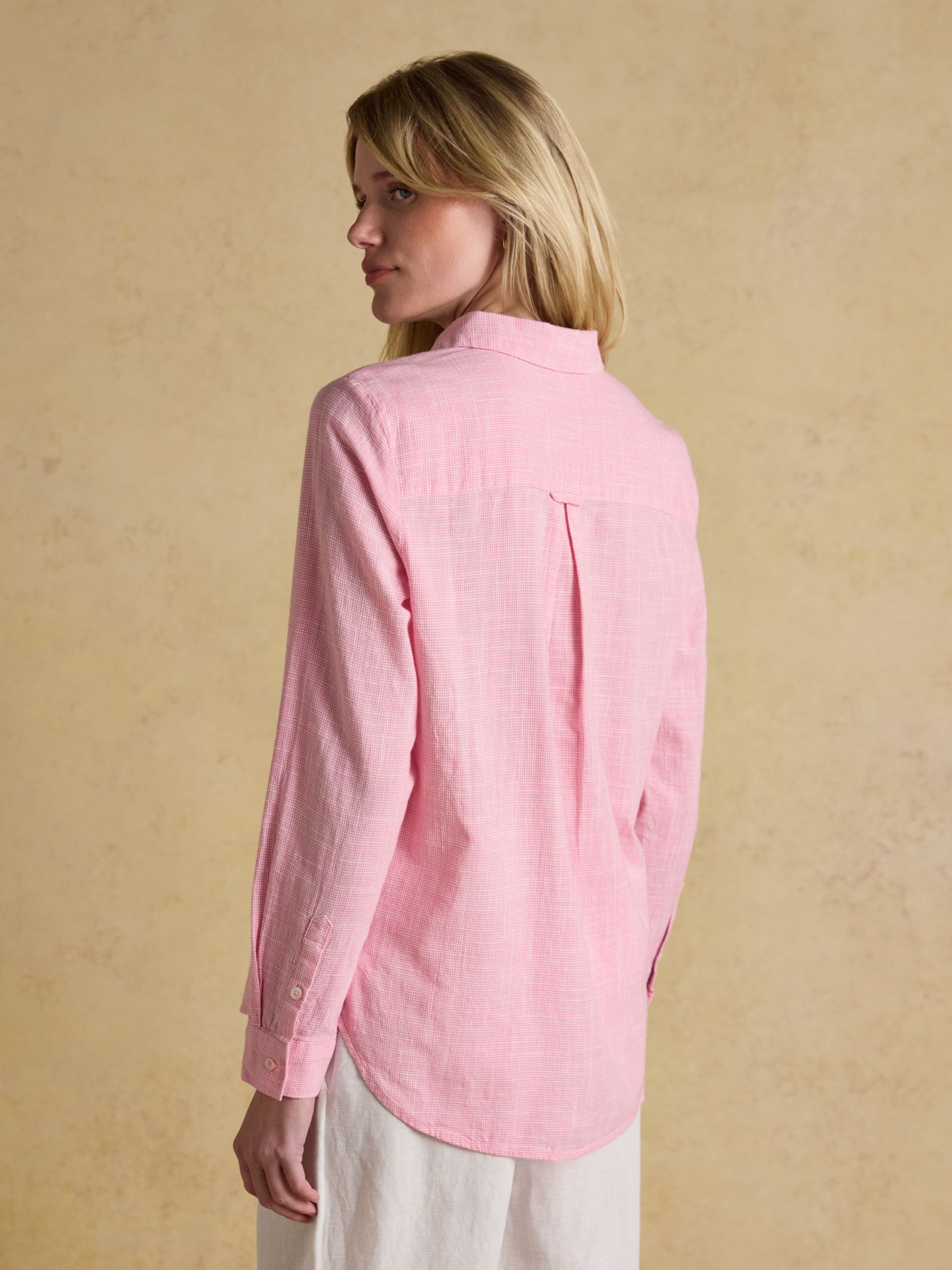 Ida Light Pink Puppytooth Long Sleeve Cotton Shirt - Image 2 of 7