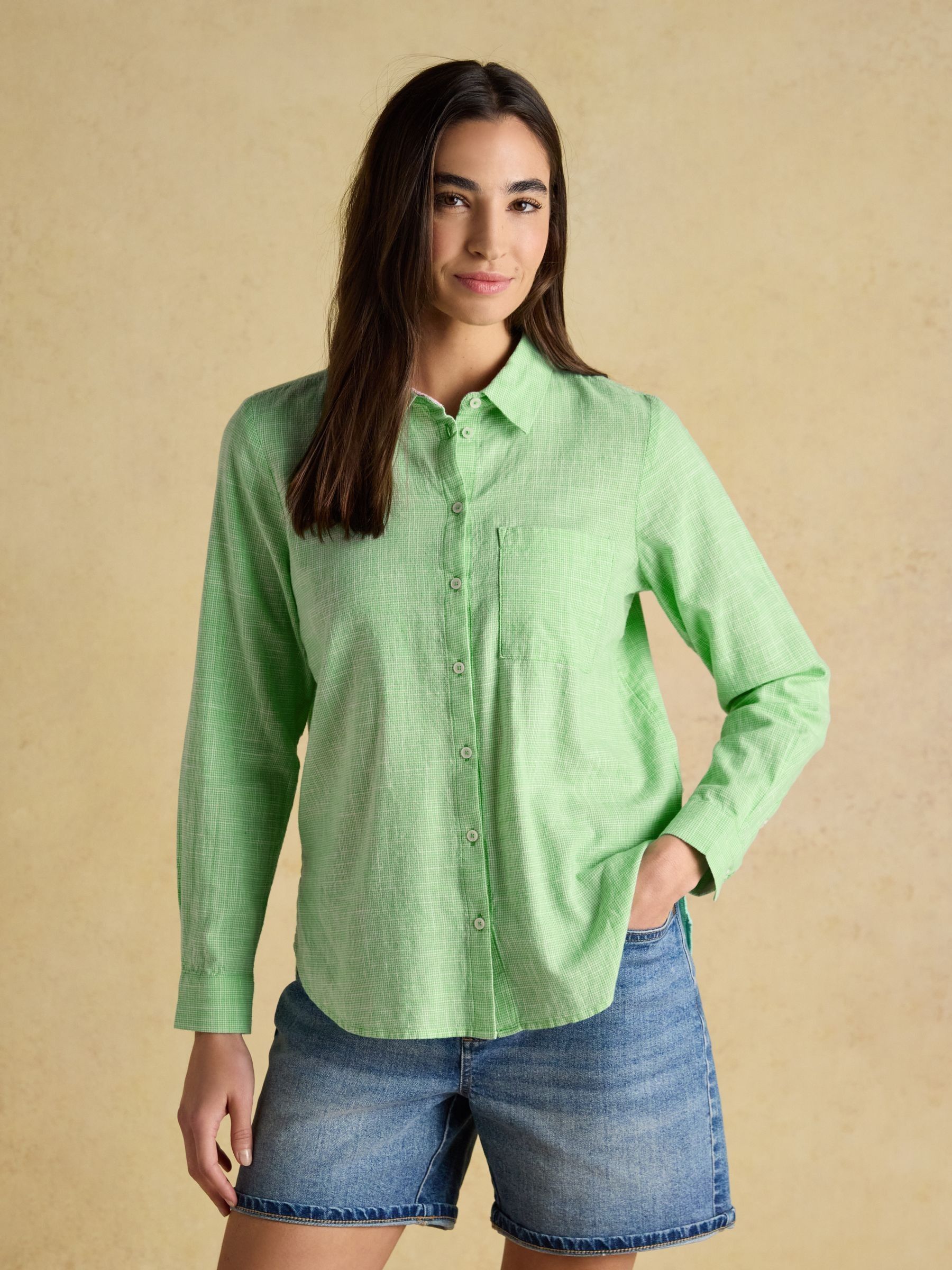 Ida Green Long Sleeve Cotton Shirt - Image 1 of 9