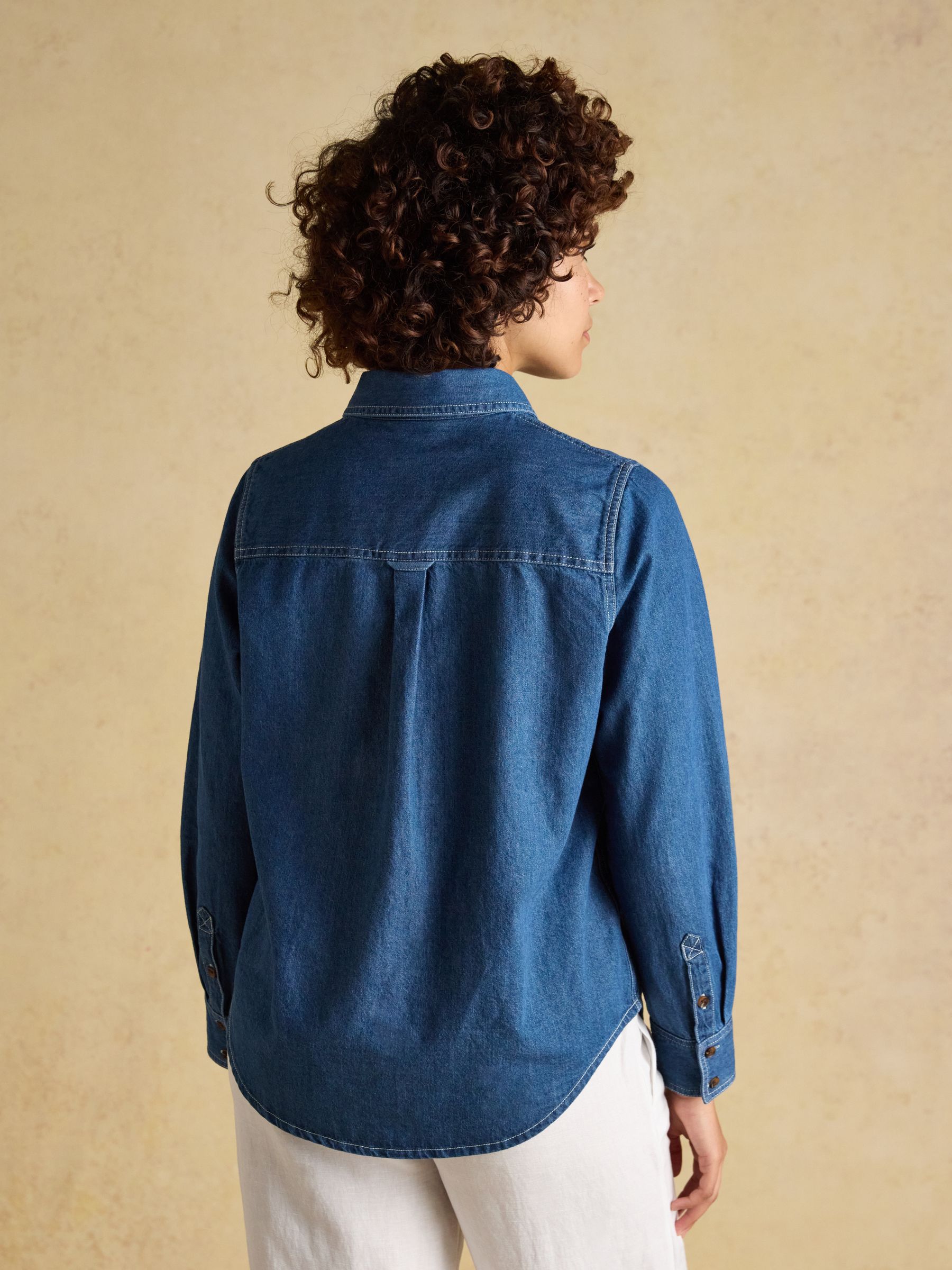 Mid Wash Blue Relaxed Fit Denim Shirt - Image 2 of 9