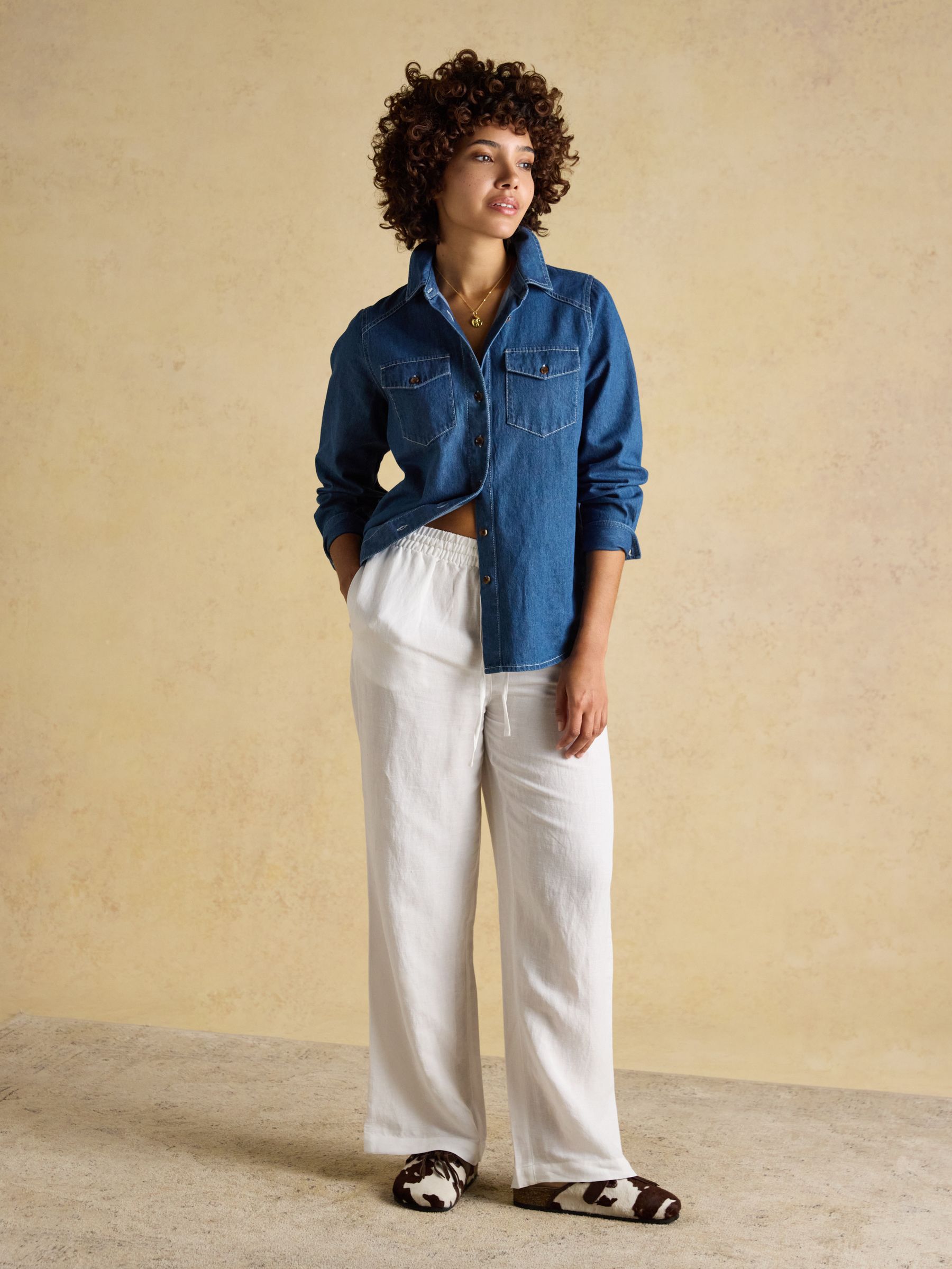 Mid Wash Blue Relaxed Fit Denim Shirt - Image 3 of 9