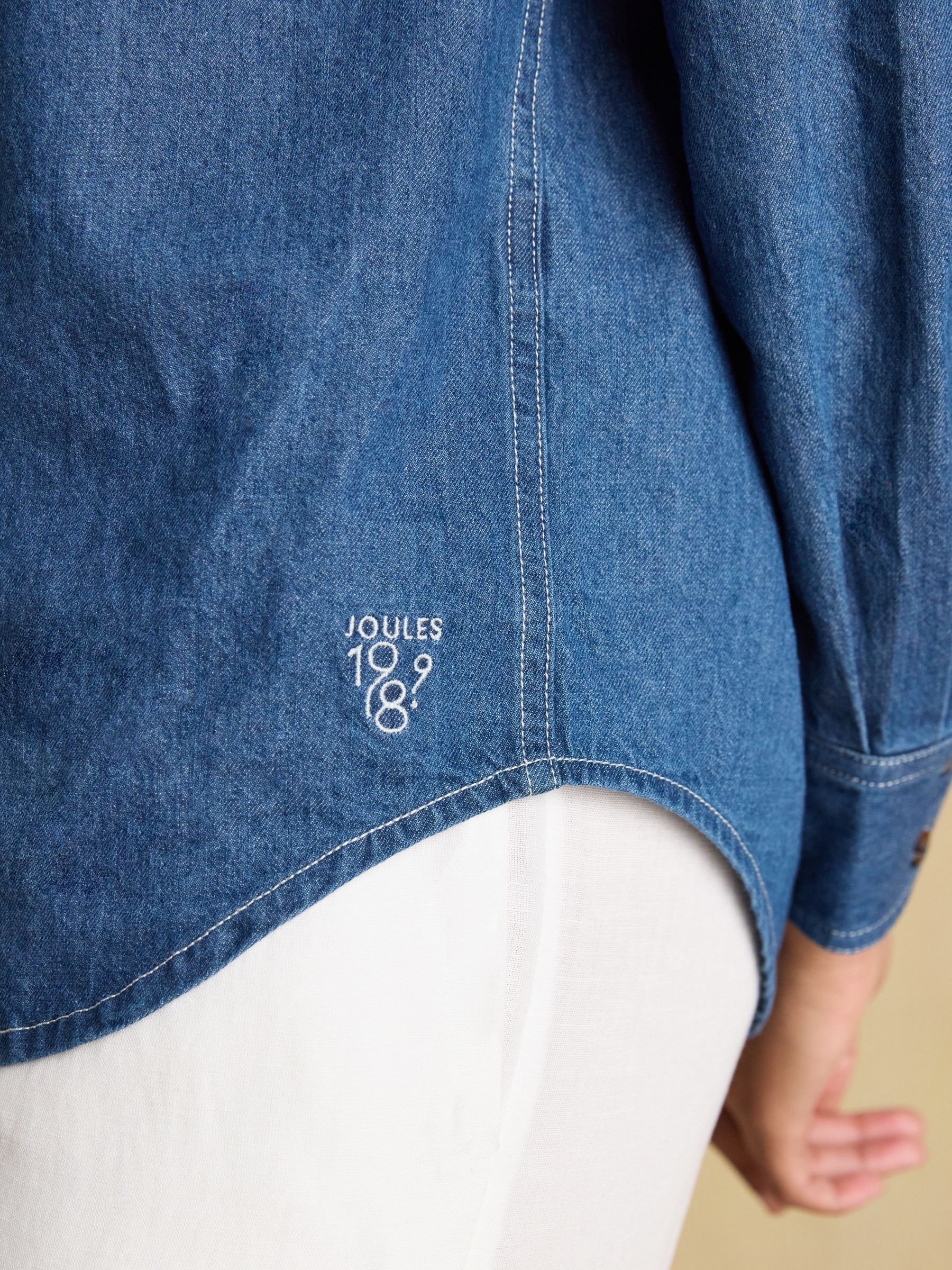 Mid Wash Blue Relaxed Fit Denim Shirt - Image 4 of 9