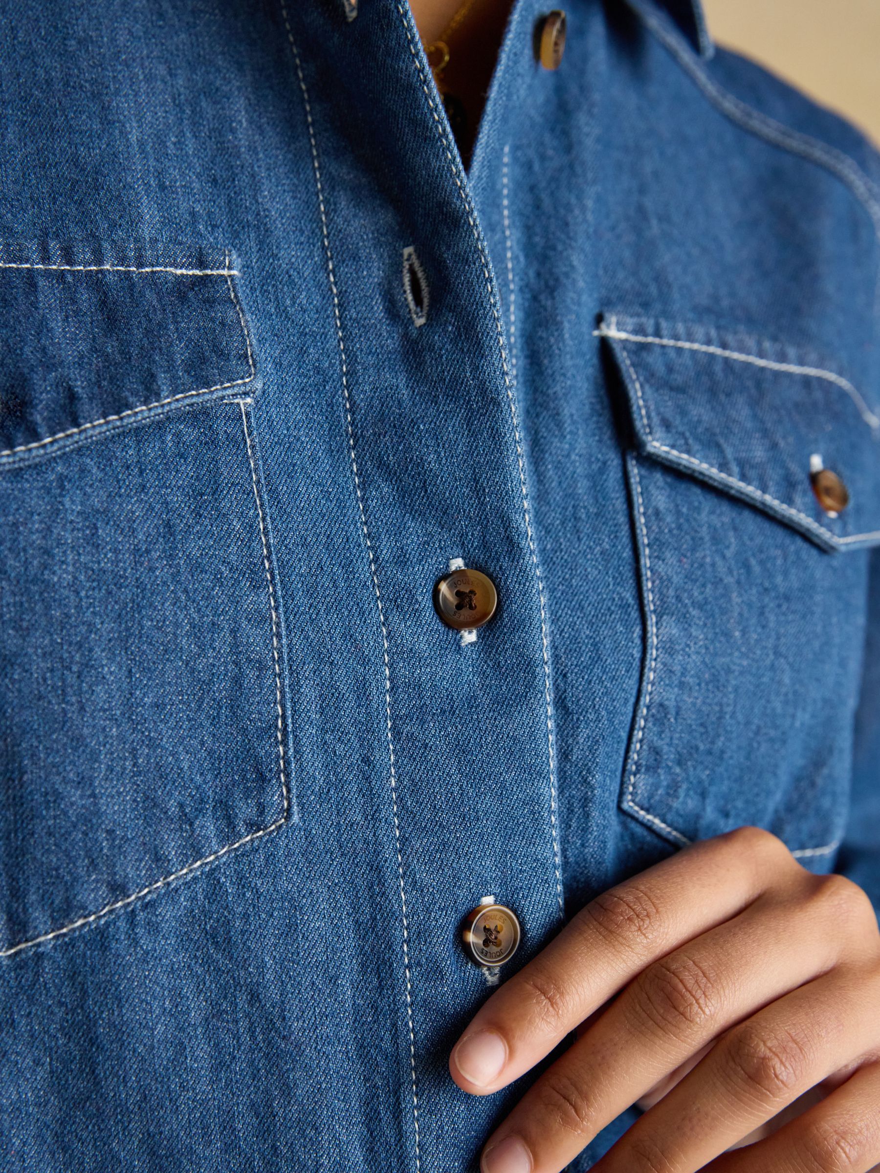 Mid Wash Blue Relaxed Fit Denim Shirt - Image 6 of 9