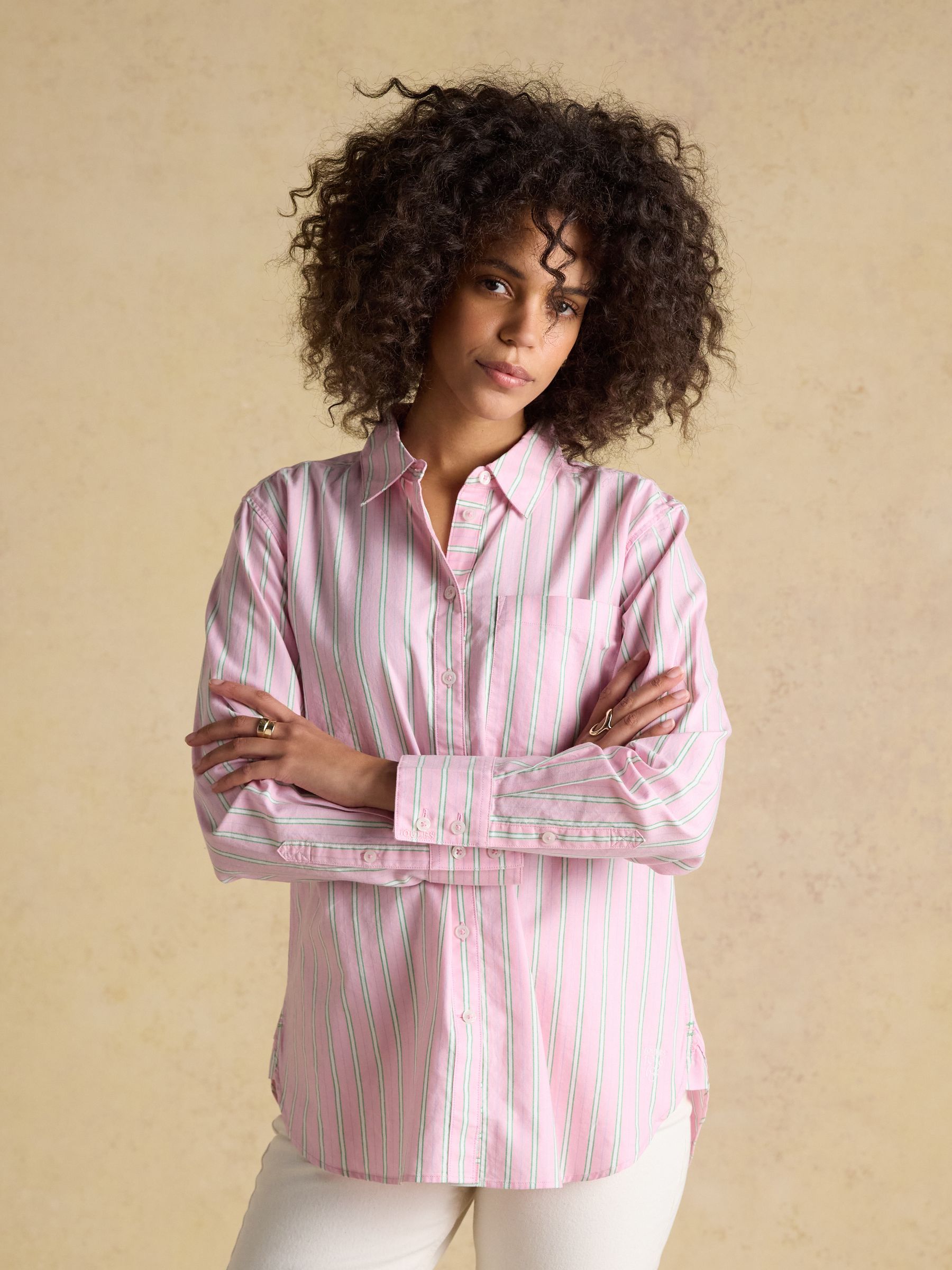 Boyfriend Fit Pink Striped Oxford Shirt - Image 1 of 10