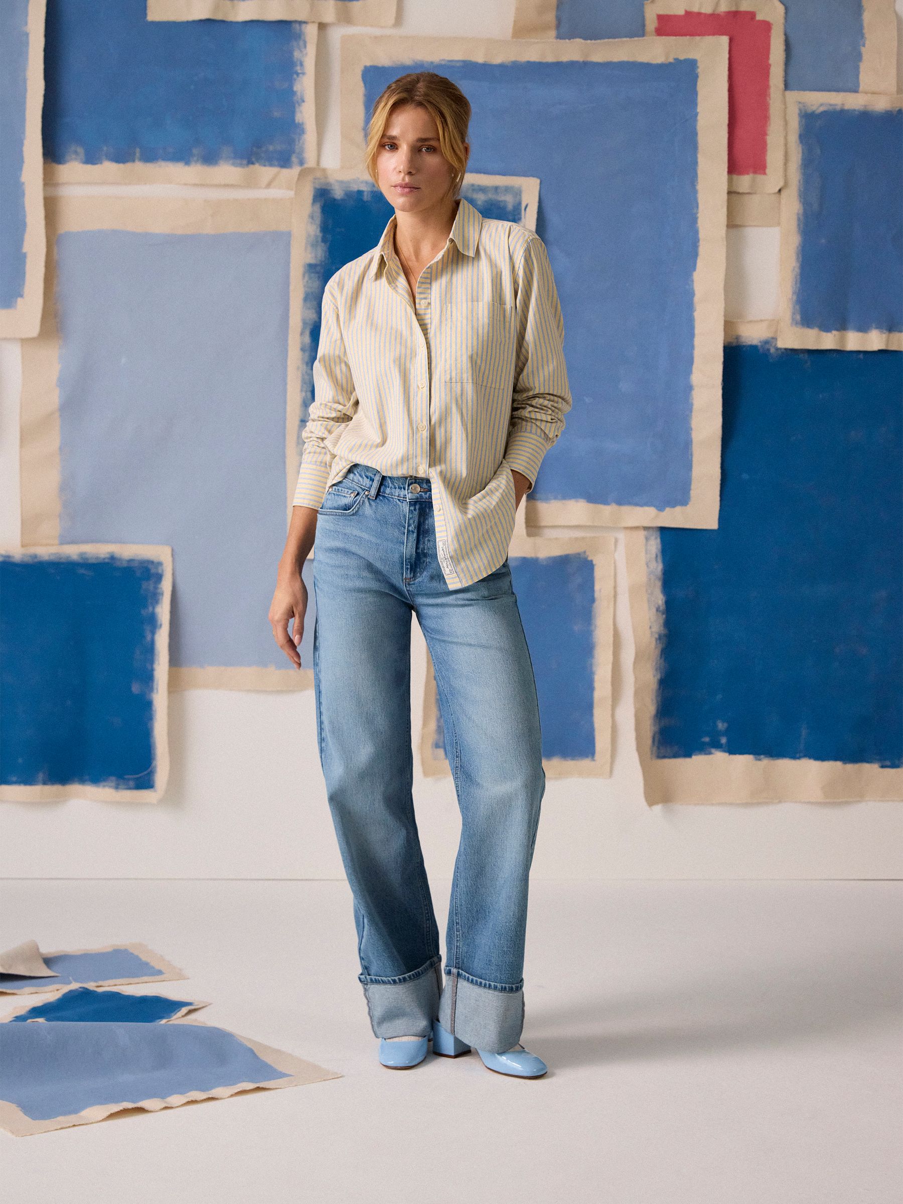 Boyfriend Fit Yellow Striped Oxford Shirt - Image 3 of 12