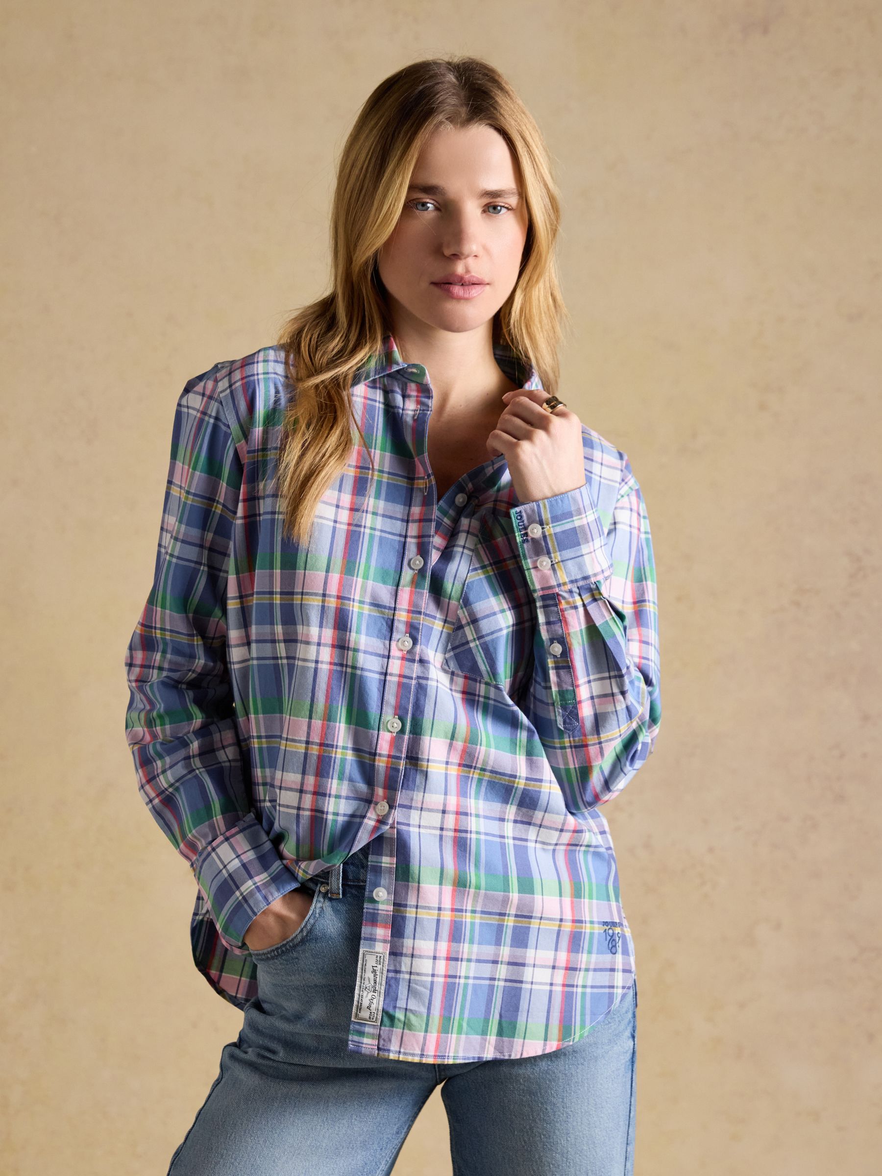 Boyfriend Fit Blue Checked Oxford Shirt - Image 1 of 8