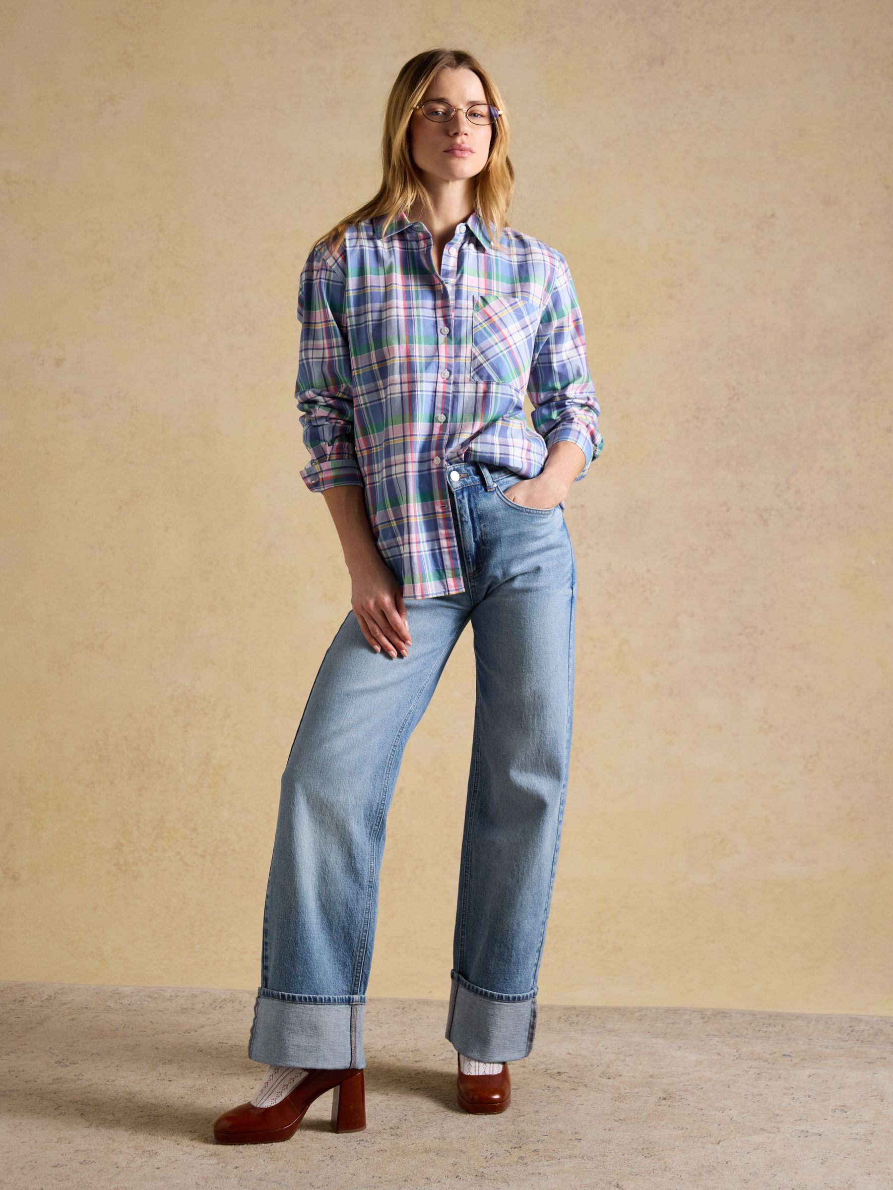 Boyfriend Fit Blue Checked Oxford Shirt - Image 3 of 8