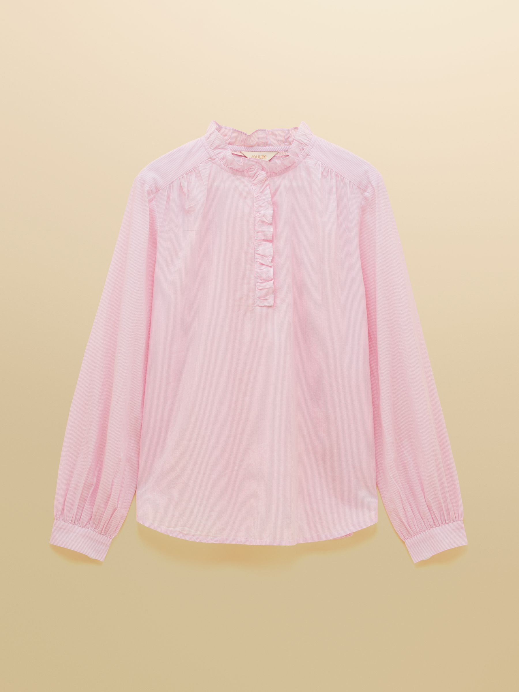 Melanie Pink Long Sleeve Blouse with Ruffle Neck - Image 9 of 9