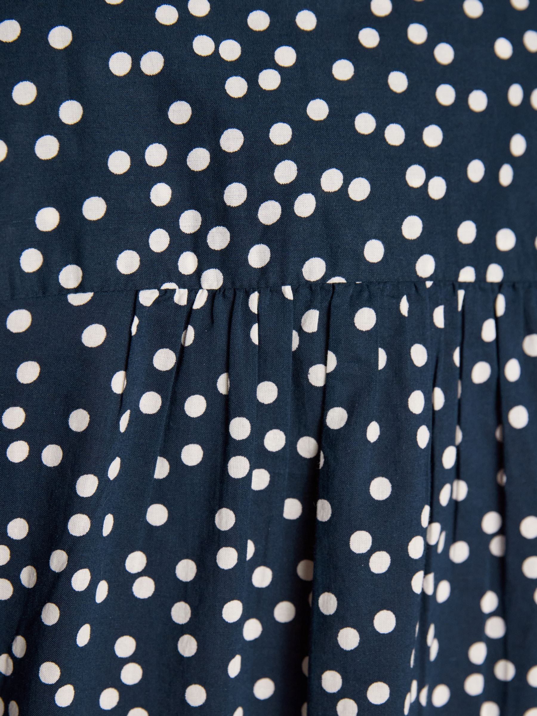 Silvia Navy Long Sleeve 100% Cotton Smocked Long Sleeve Blouse - Image 8 of 9