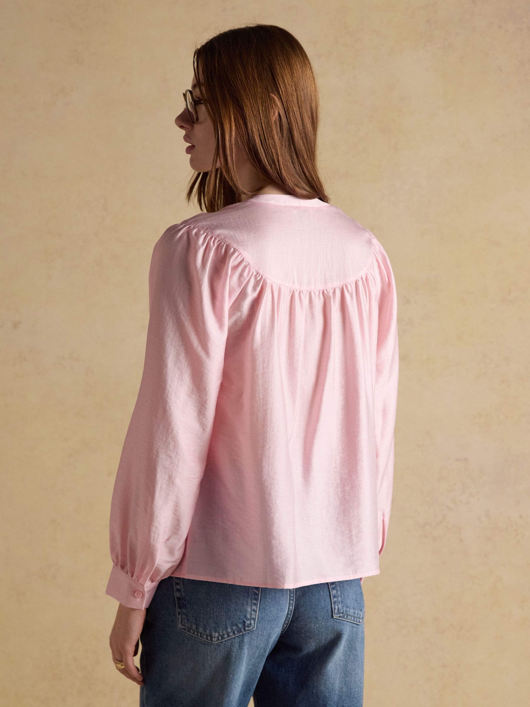 Rose Pink Long Sleeve V-Neck Blouse - Image 2 of 8