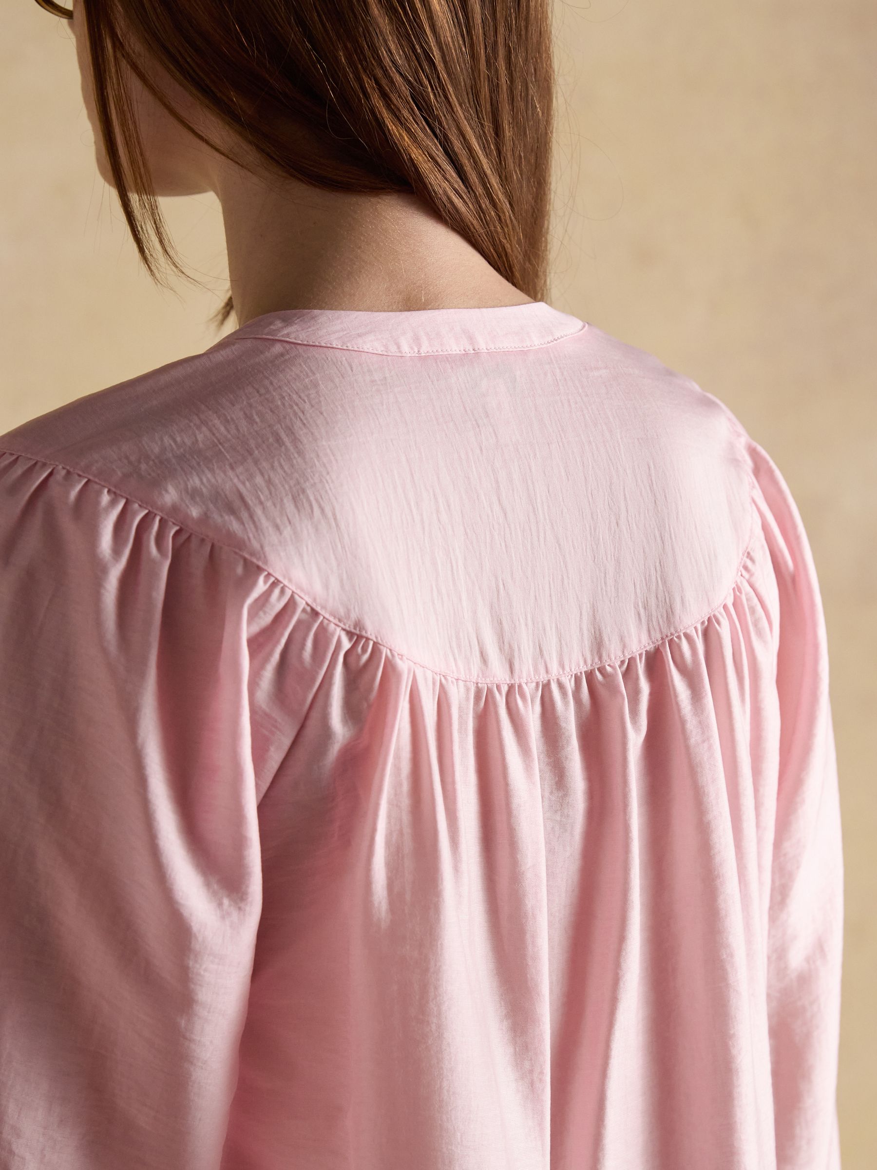 Rose Pink Long Sleeve V-Neck Blouse - Image 6 of 8
