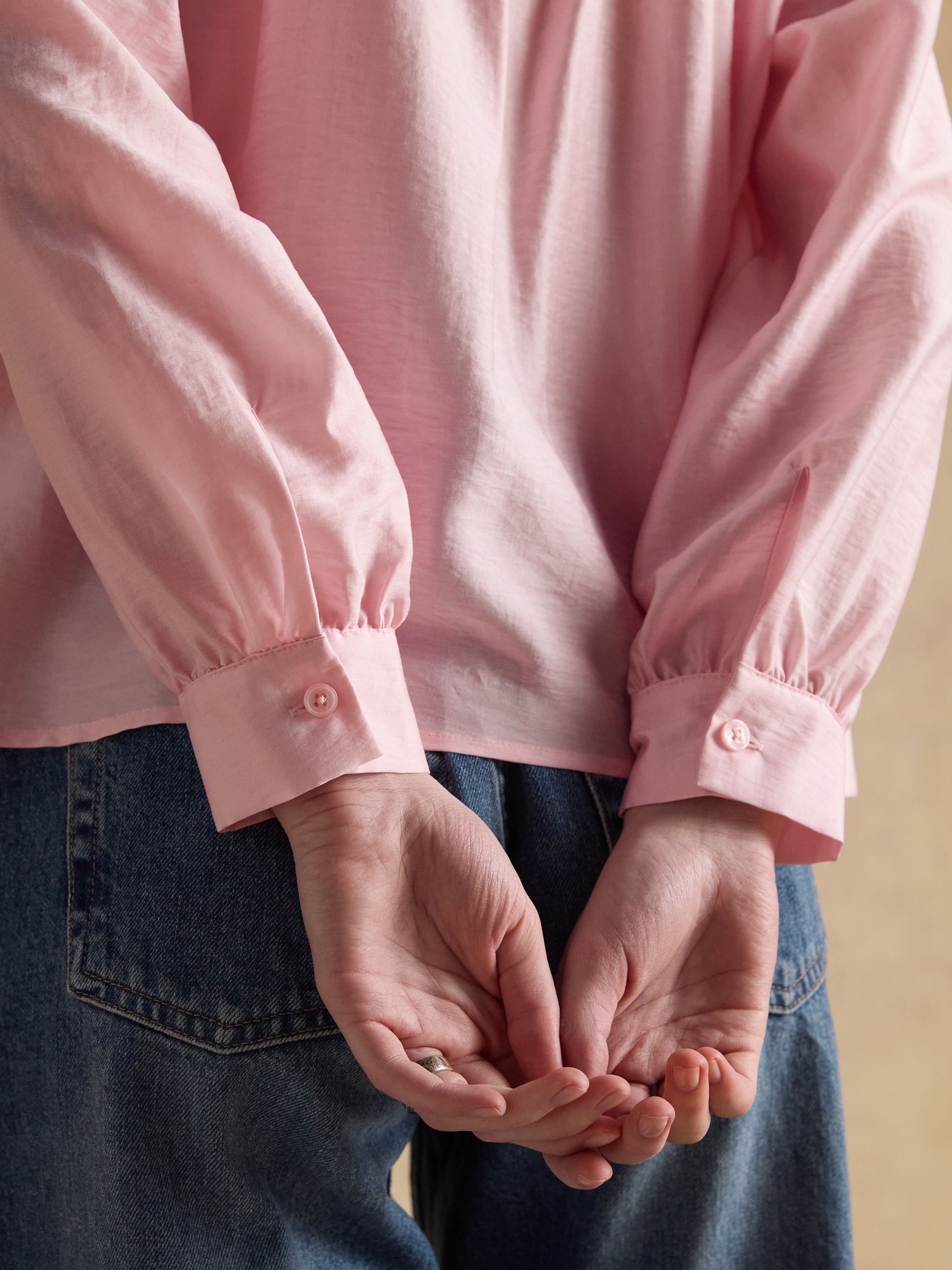Rose Pink Long Sleeve V-Neck Blouse - Image 7 of 8