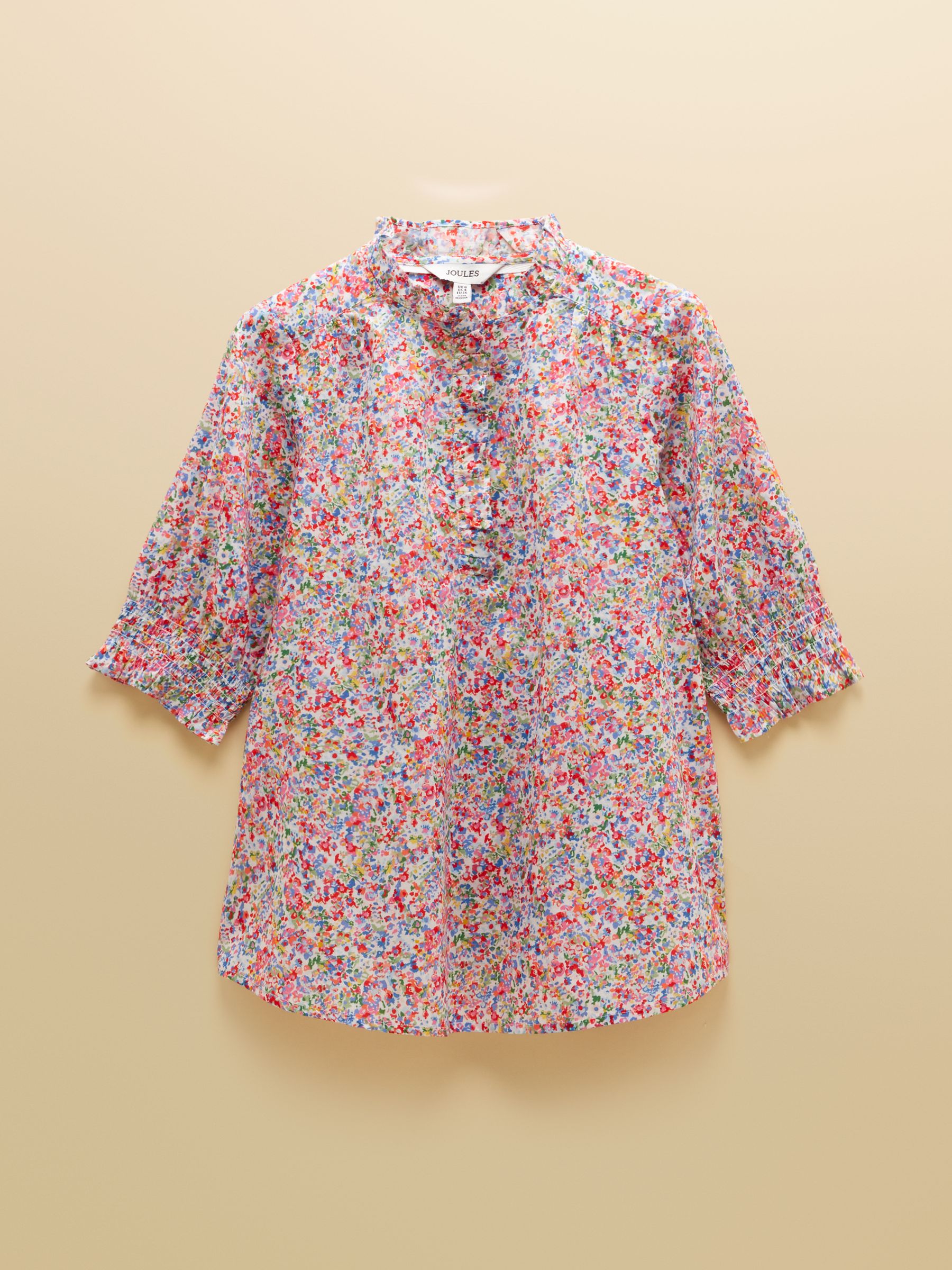 Melanie Multi Ditsy Short Sleeve Ruffle Blouse | Joules