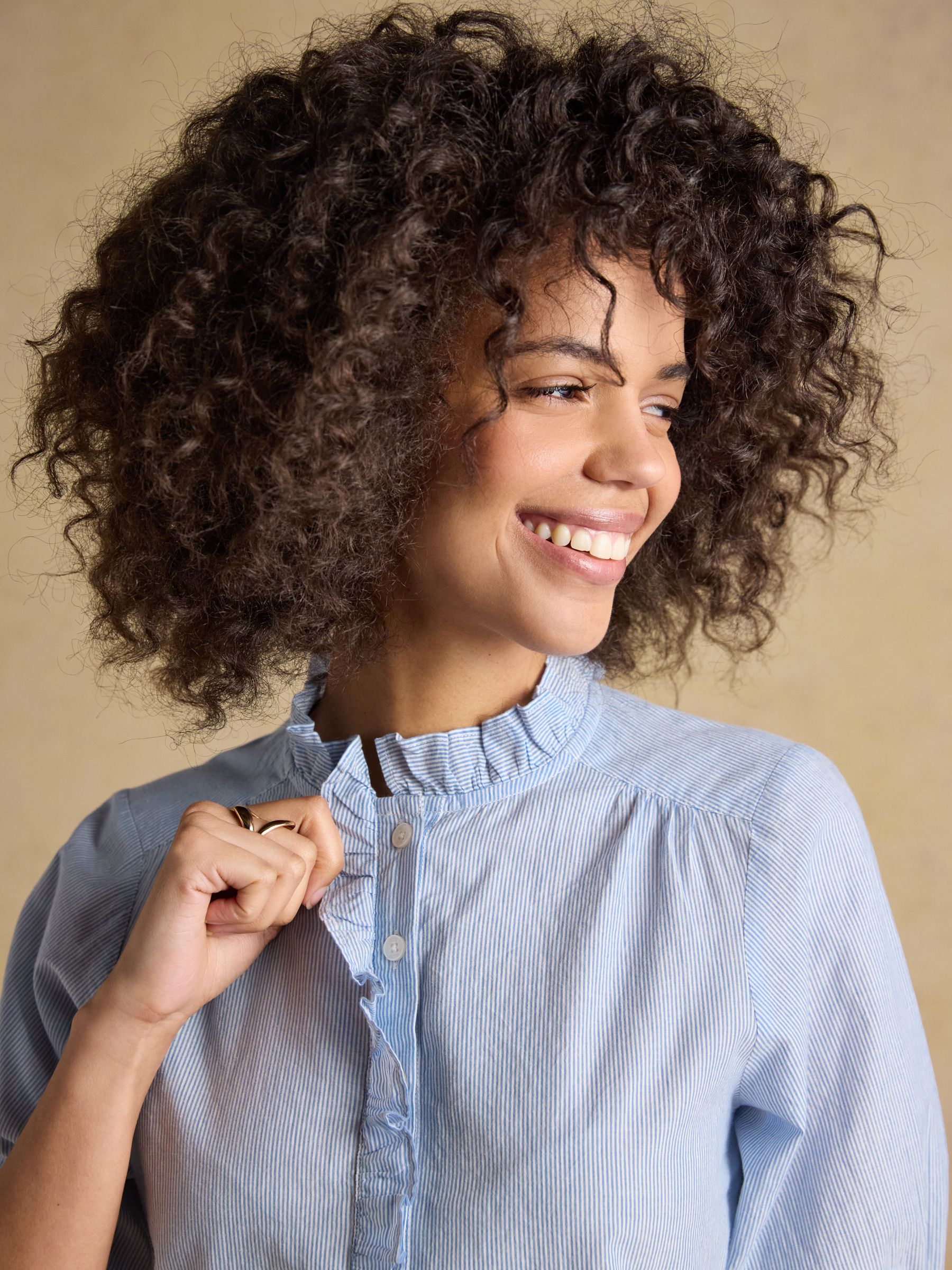 Melanie Blue Short Sleeve Ruffle Blouse - Image 4 of 6
