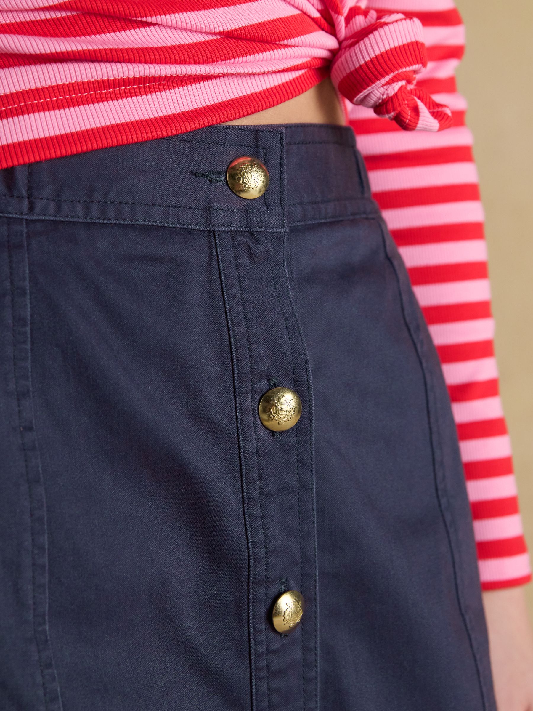 Loxley Navy Button Through Short Chino Skirt - Image 5 of 6