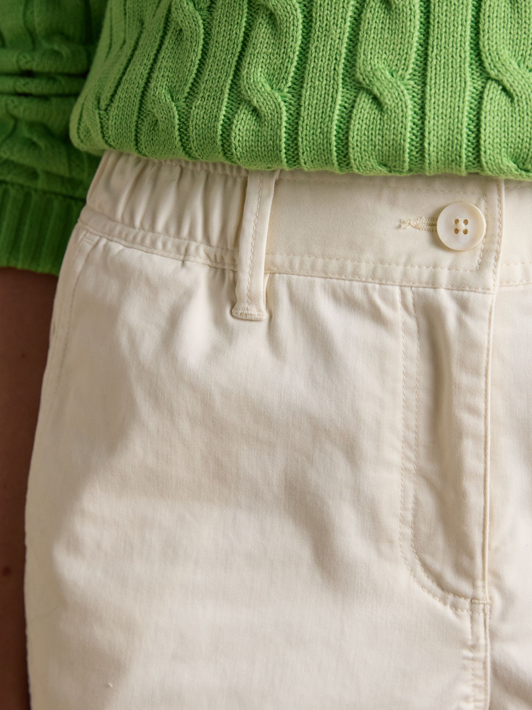 Cream Chino Shorts with Elasticated Waist - Image 4 of 7